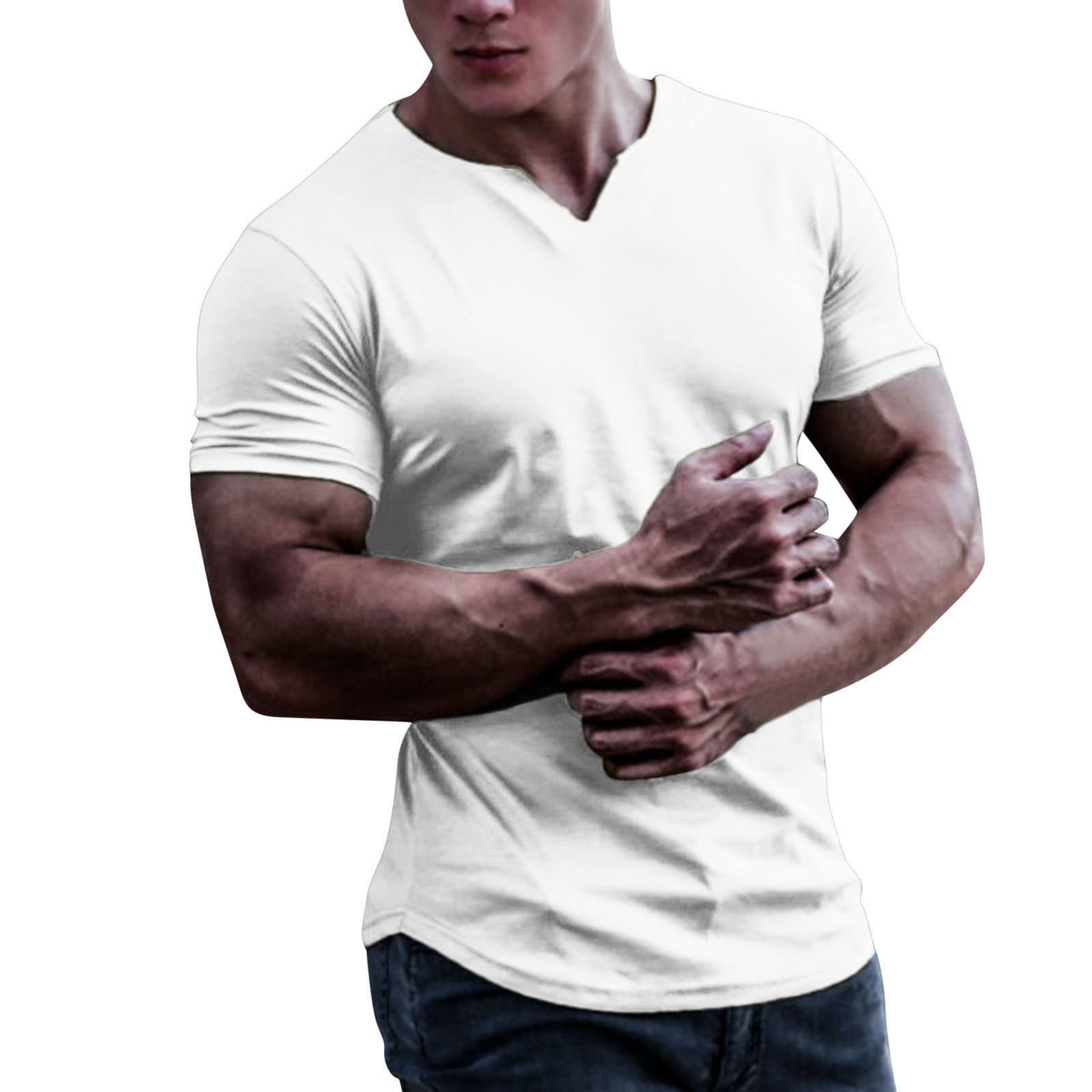 Men's Slim Fit Short Sleeve Dress Shirt - Business Casual Tee with Lapel Neck & Patchwork Design | Perfect for Office Wear, Summer Outfits & Athletic Activities