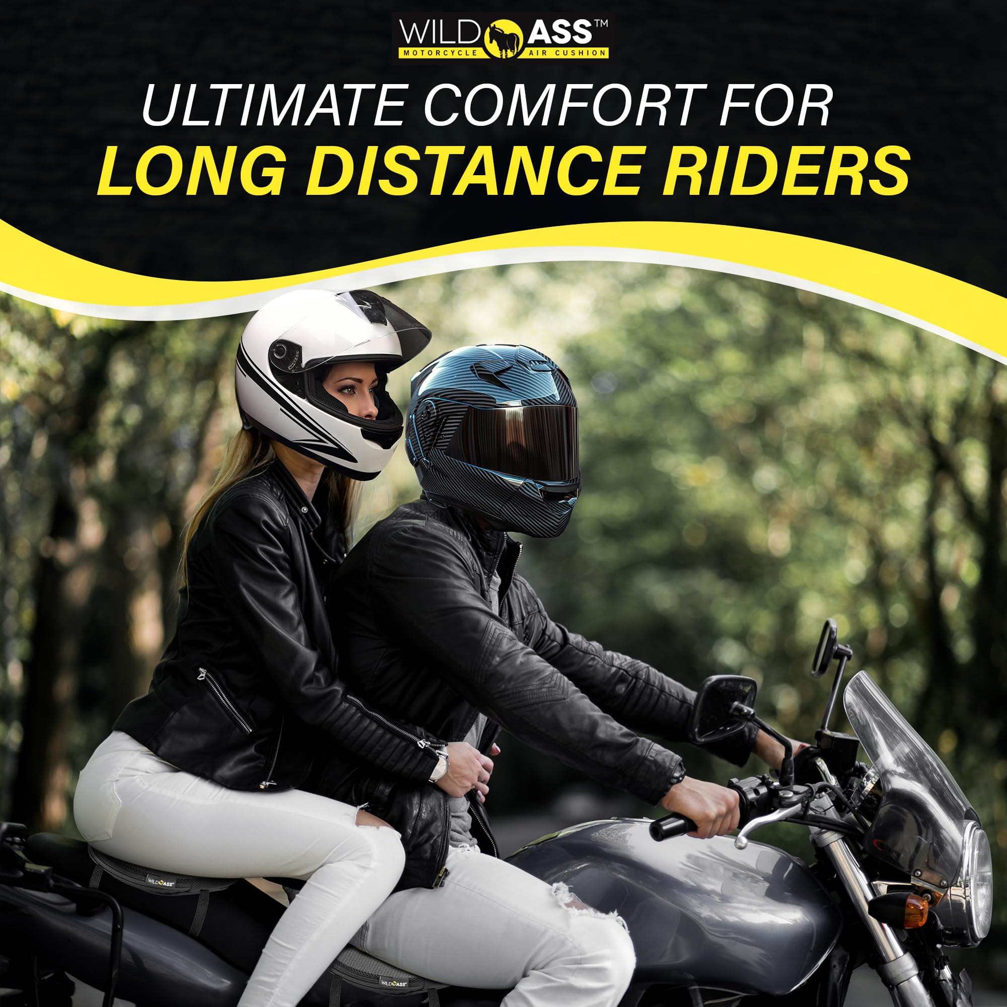 Motorcycle Air Gel Seat Cushion - Universal Ergonomic Adjustable Airflow Pad with Straps for Long Rides - Black | Comfortable Riding Gear for Cruisers, Touring Bikes & Commuters