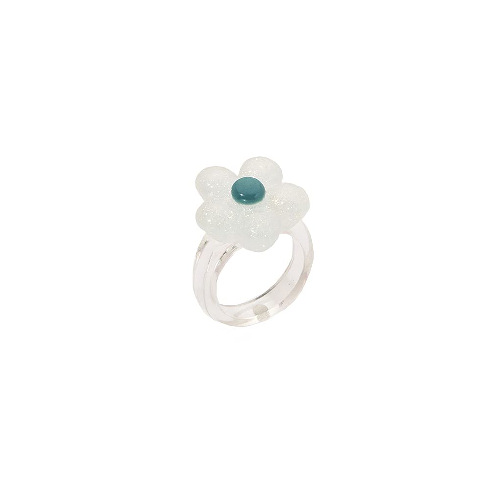 VUZALRANO Chunky Retro Flower Statement Ring - Acrylic Resin Plastic Stacking Eternity Promise Band for Women | Trendy Boho Jewelry Gift for Valentine's Day, Anniversary & Everyday Wear