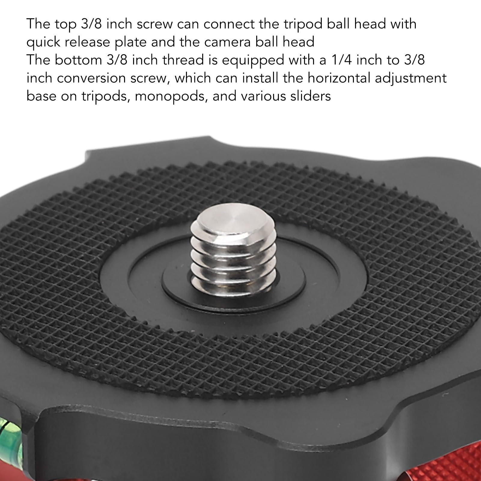 Tripod Head Leveling Base Camera Leveler - 3 Built-in Bubble Levels, 3/8” Thread, -5° Precise Angle Adjustment, Aluminum Alloy - Perfect for Landscape Photography, Studio Shoots & Video Recording