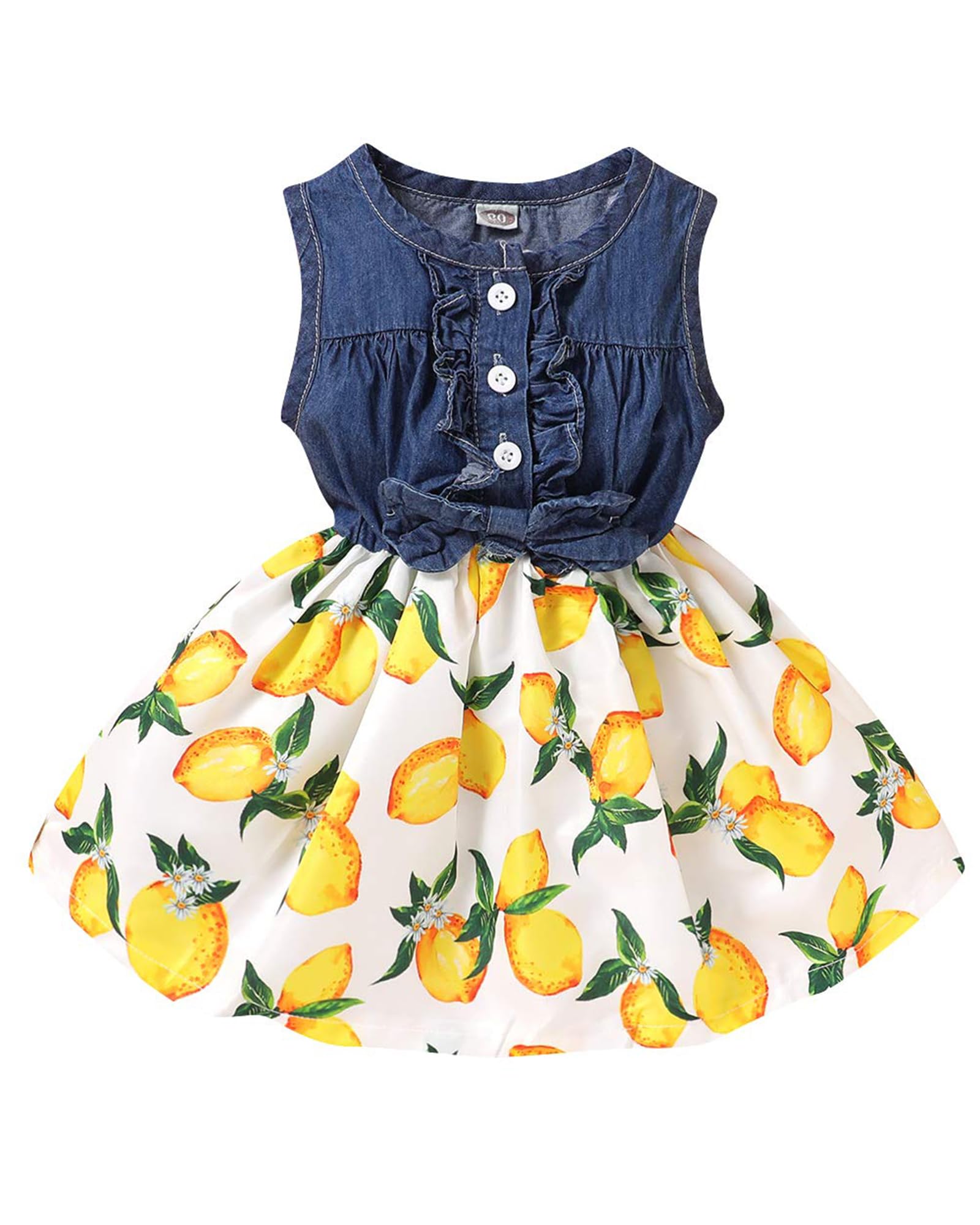 Kucnuzki Toddler Girl Sunflower Princess Denim Dress - Sleeveless Summer Outfit with Tutu Skirt for Baby Girls | Perfect for Birthday Parties, Photo Shoots & Playdates