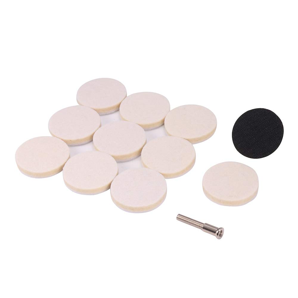 11-Piece 50mm Wool Felt Polishing Pad Set with Mandrel - Buffing & Grinding Wheels for Woodworking Tools - Perfect for Metal, Jewelry & Wood Finishing