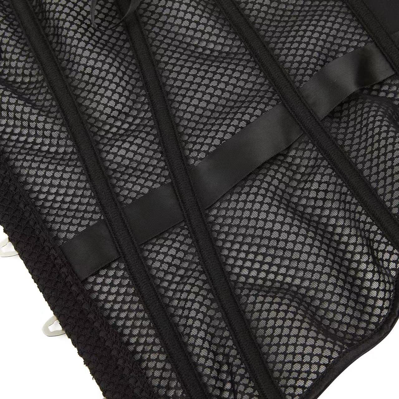 SHYMMUO Women's Black Corset Top - Mesh Boned Body Shaper, Sexy Lace Up Overbust Waist Trainer for Shapewear, Burlesque, Cosplay & Evening Wear