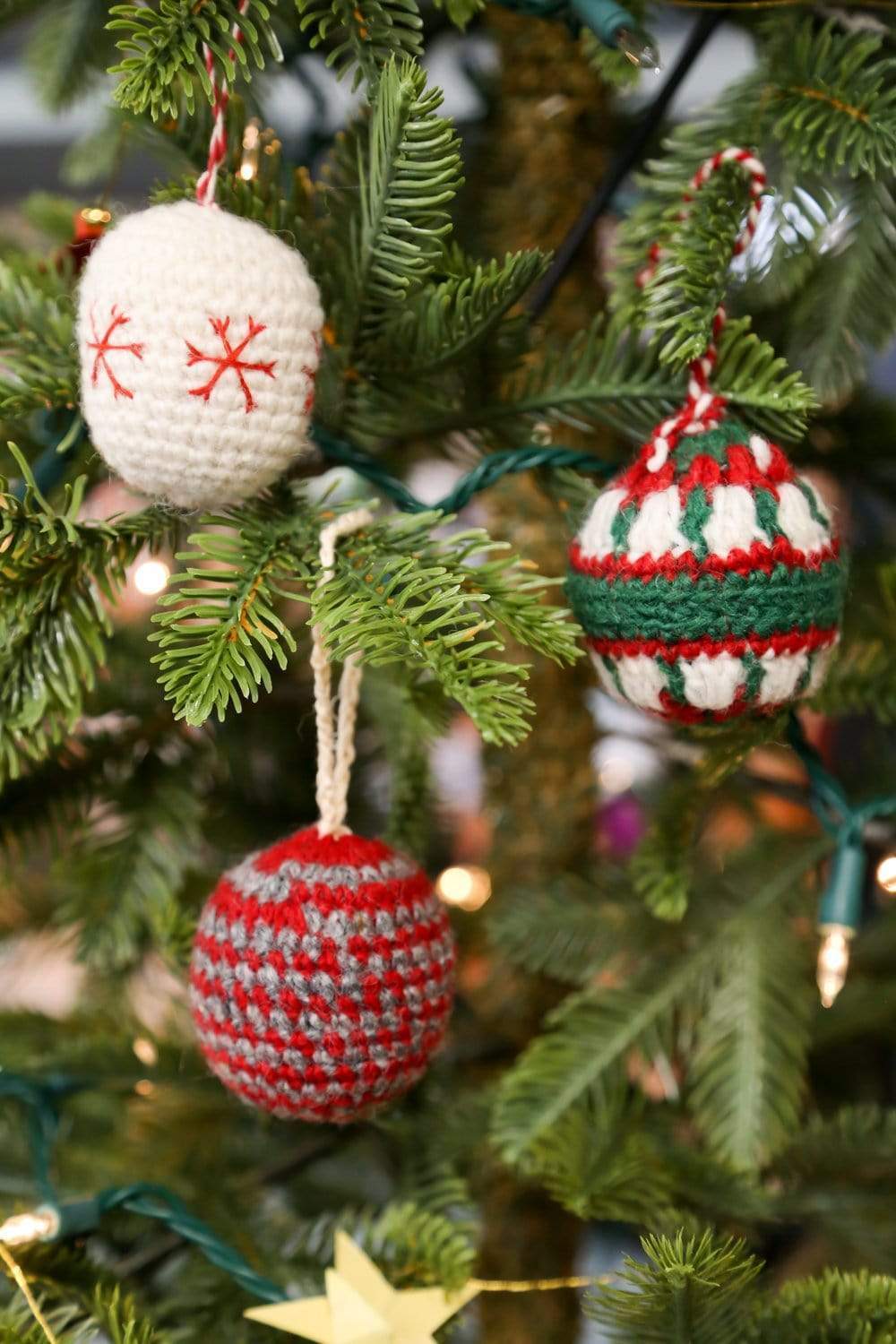 Handmade Crochet Wool Christmas Ornaments Set of 3 - Festive Holiday Decor for Tree, Gift, and Home Decoration