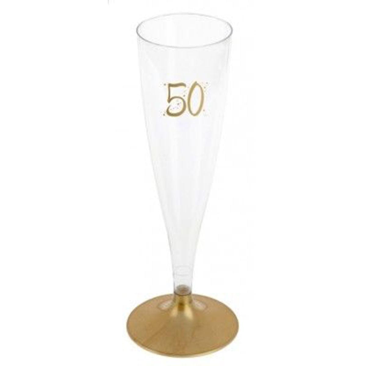 50th Birthday Champagne Flutes Set of 6 - Elegant Gold Glasses for Anniversary Celebrations, Toasts & Special Occasions