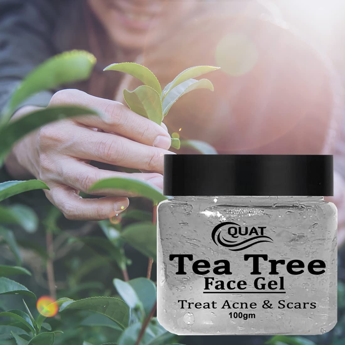 Quat Tea Tree Face Gel for Acne & Scar Treatment - 100g Anti-Blemish Gel for Glowing Skin, Oily Skin Care - Women & Men | Daily Skincare Routine, Post-Workout Face Care, Travel Essential