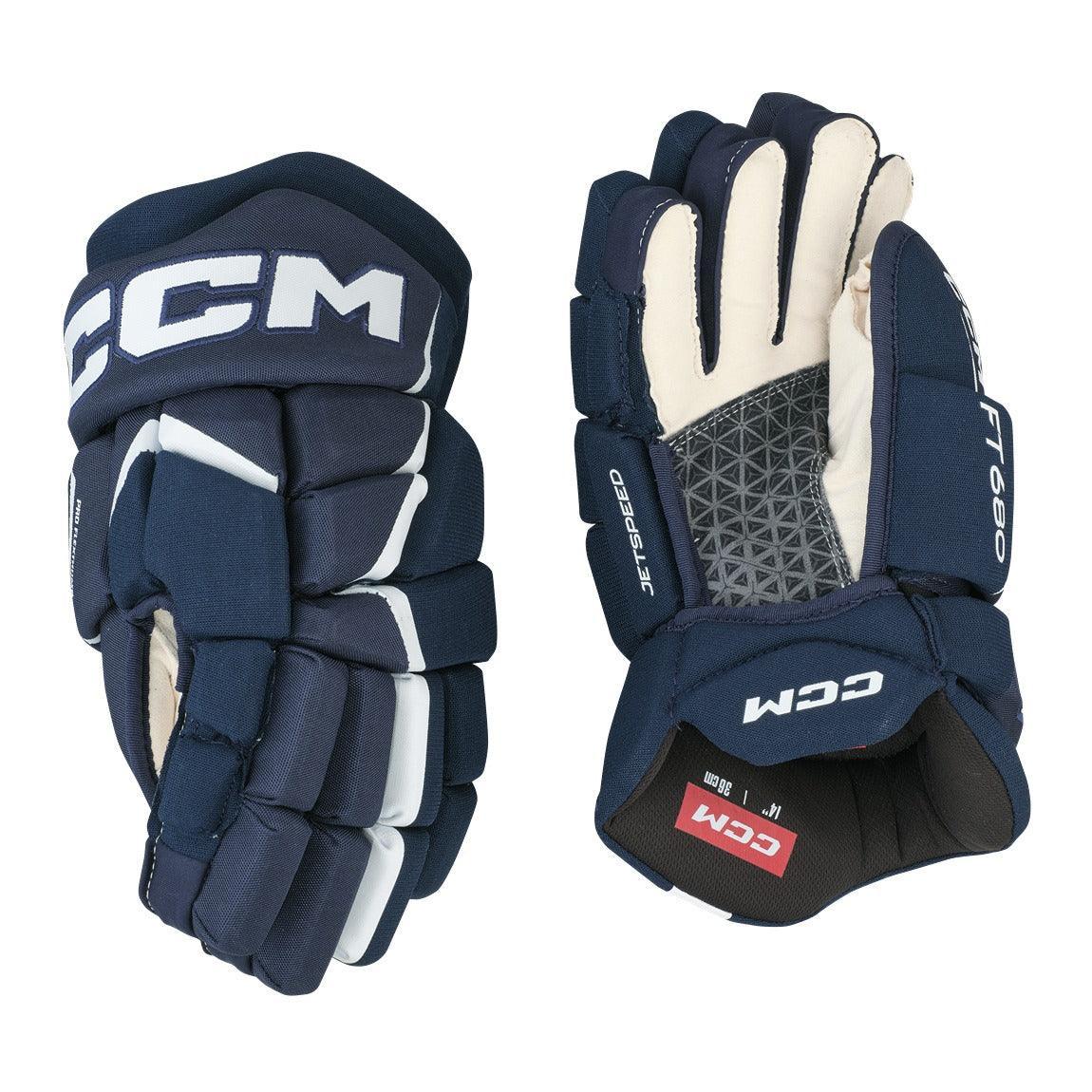 CCM Jetspeed FT680 Junior Hockey Gloves - Lightweight Protective Ice Hockey Gloves for Youth Players - Perfect for Practice, Games & Training Sessions