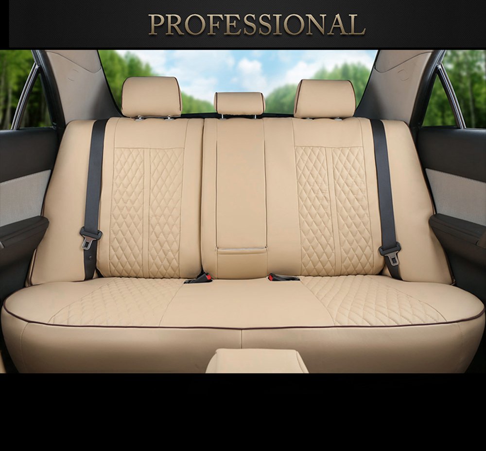 Premium PU Leather Car Seat Covers for Lexus RC350 200t 300h - Custom Fit Front & Rear Seat Protectors (Beige) | Waterproof & Comfortable for Daily Commute & Road Trips