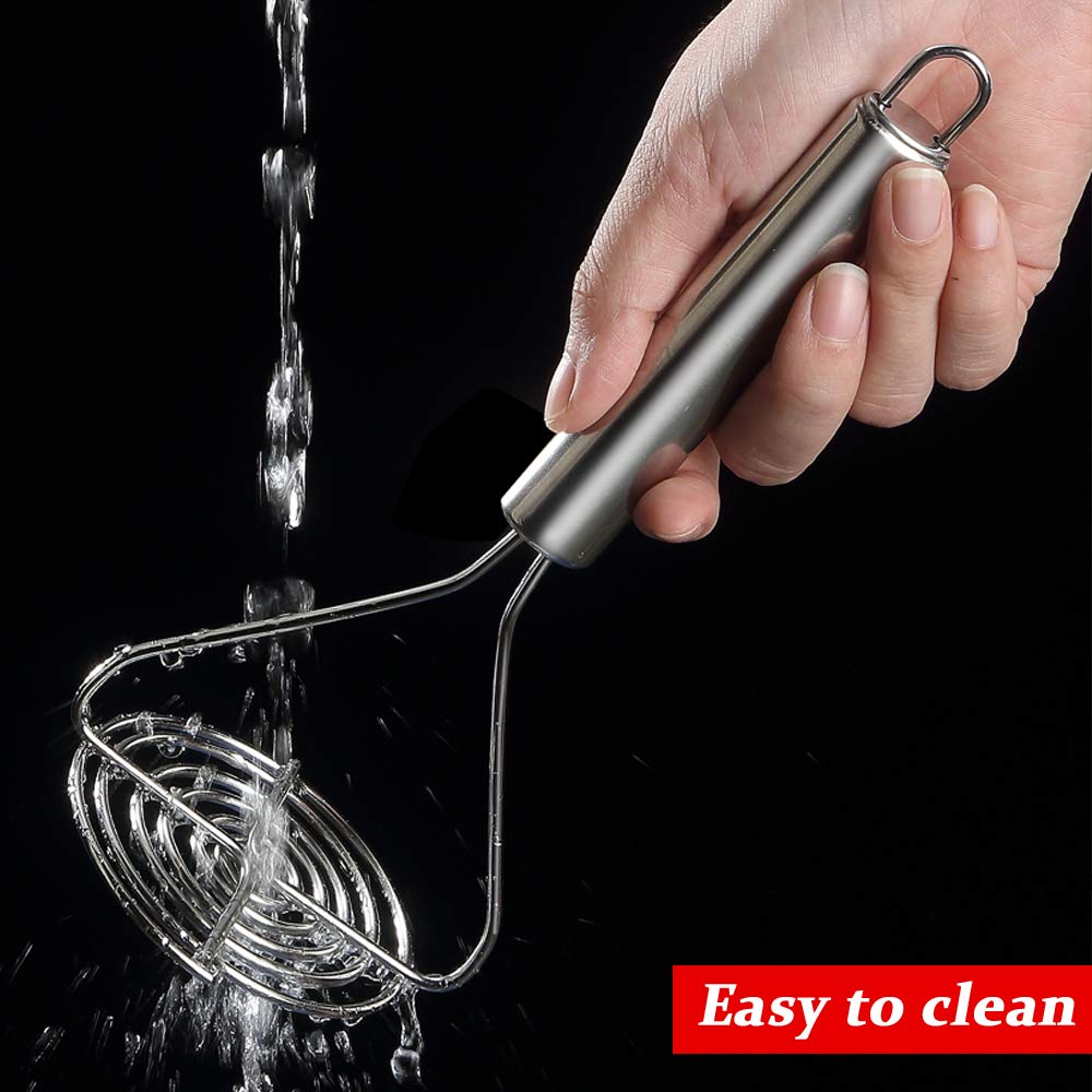 Stainless Steel Potato Masher - Heavy Duty Kitchen Tool for Mashing Potatoes, Vegetables & Fruits - Perfect for Making Mashed Potatoes, Baby Food & Baking
