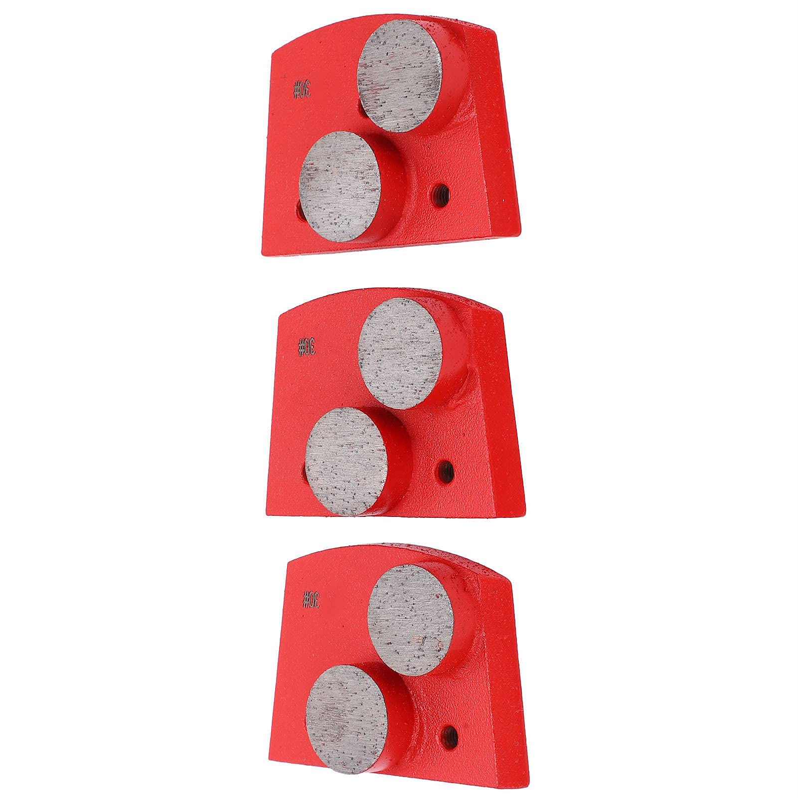 3PCS Red Trapezoid Floor Grinding Pads with 2 Cylindrical Teeth - Diamond Grinding Discs for Granite, Marble, Concrete - Compatible with Floor Grinders & Polishers - Perfect for Stone Restoration, Surface Preparation & Polishing Projects