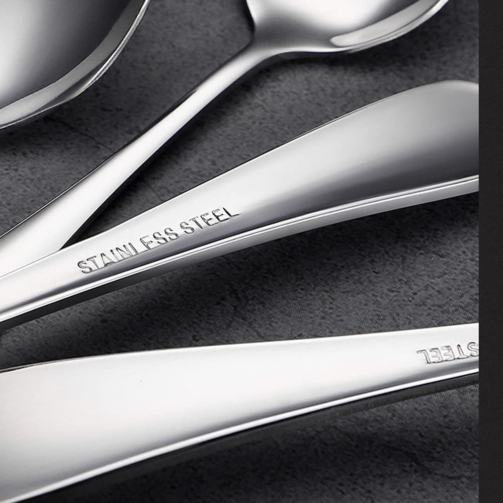 Premium 30-Piece Stainless Steel Spoon and Fork Set - Food Grade 18/8 Silverware for Restaurants, Parties & Home Use - 8
