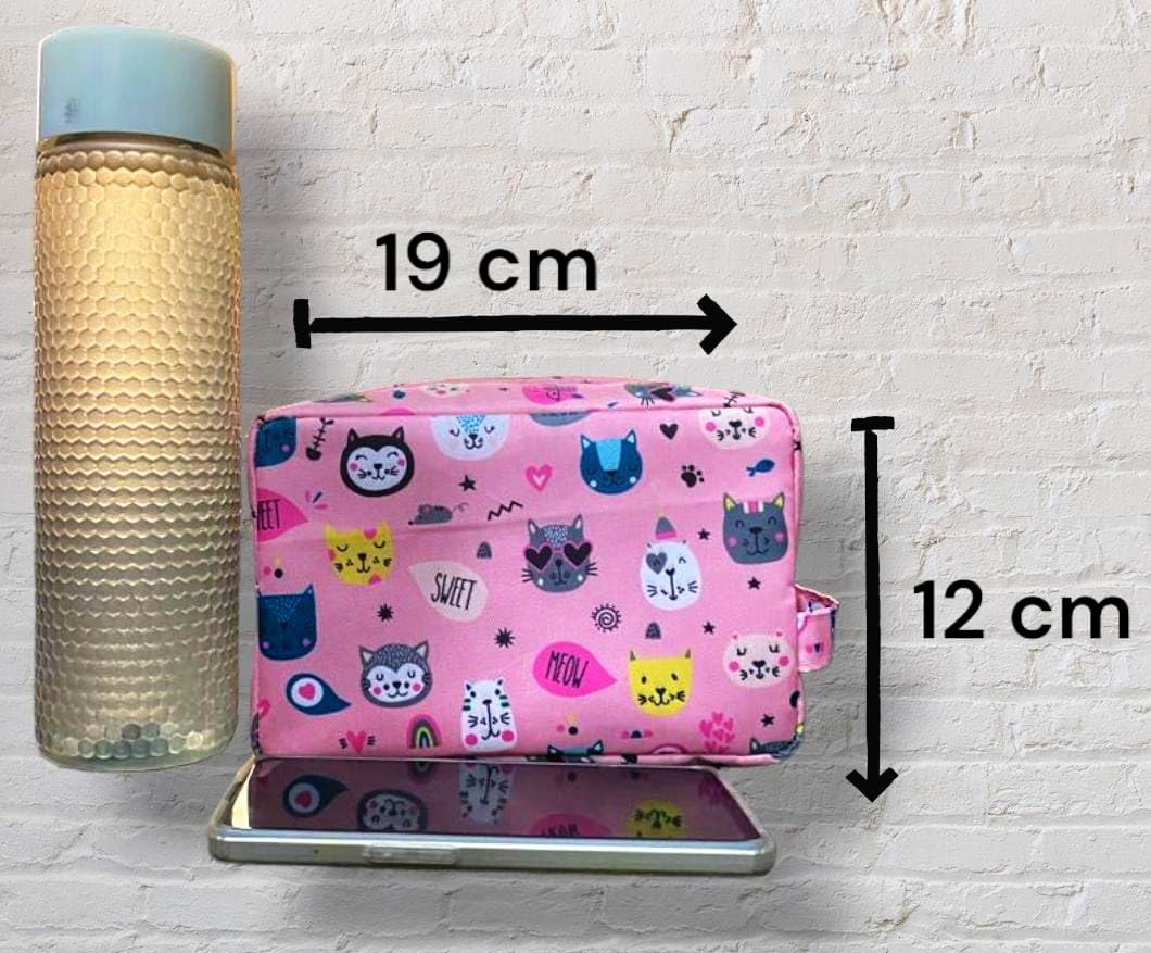 Tavish Waterproof Makeup Bag with Zipper - Portable Travel Cosmetic Organizer for Women, Mini Toiletry Pouch for Daily Essentials & Beauty Accessories (Dark Pink) - Perfect for Gym, Vacation & Business Trips