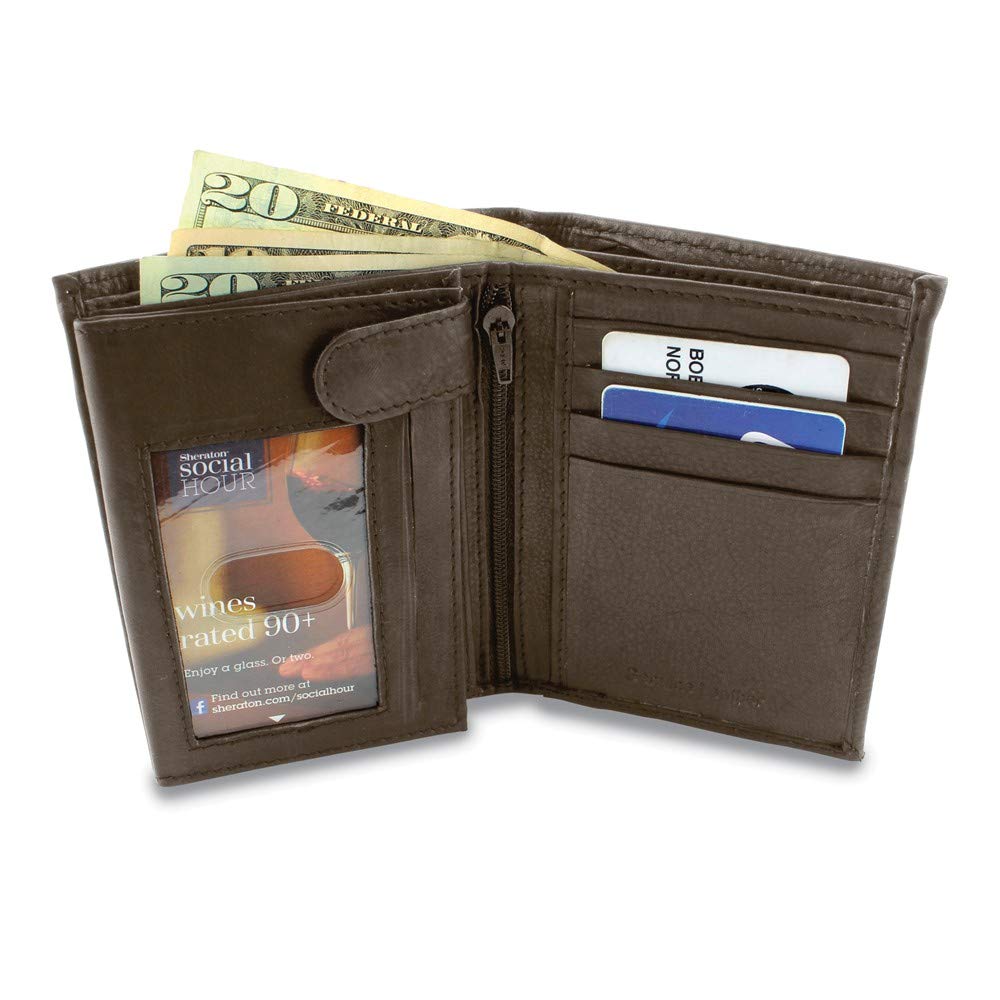 Luxury Brown Leather Bi-fold Wallet for Men - Slim RFID Blocking Card Holder with Multiple Slots - Perfect for Business, Travel, and Everyday Use
