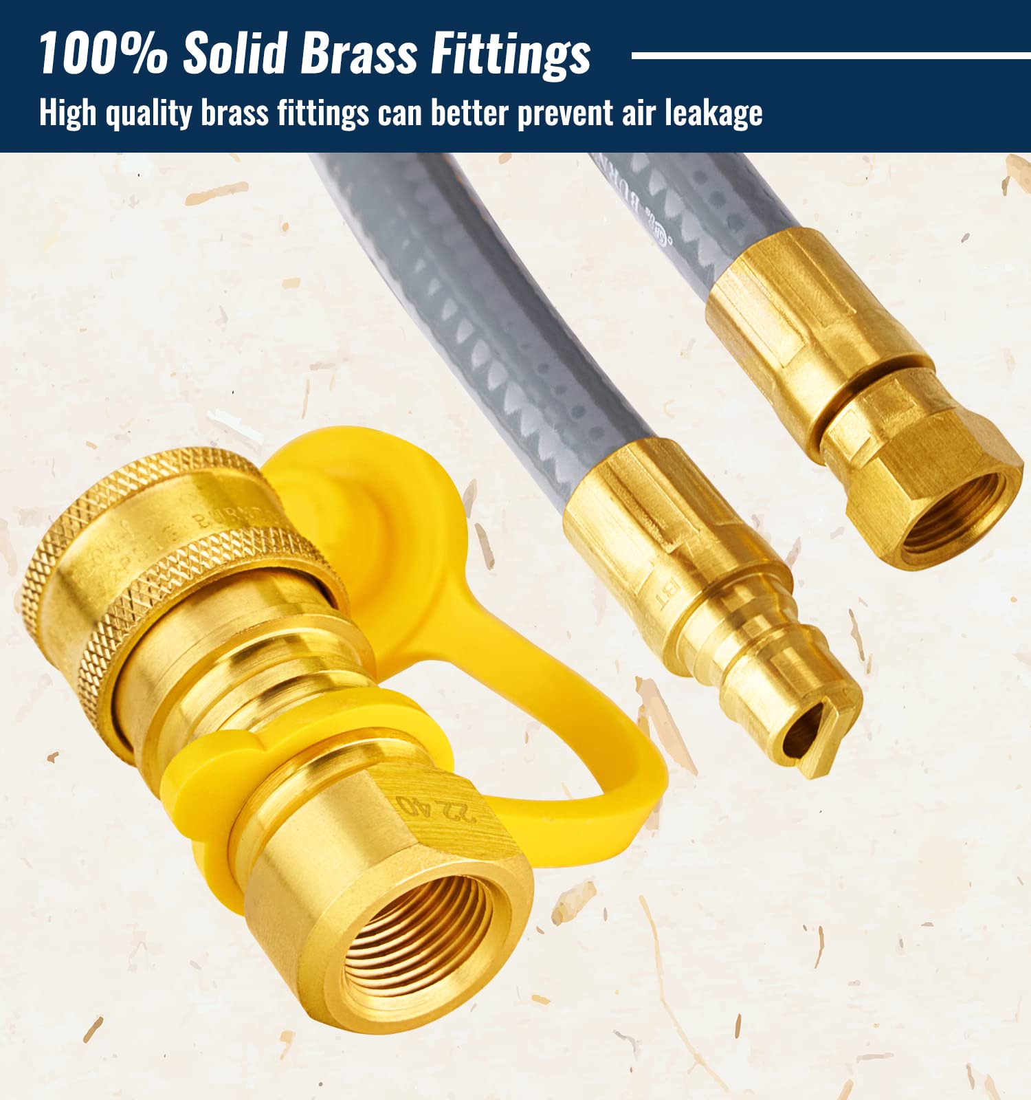 25 Feet 3/8 Inch ID Natural Gas Grill Hose with Quick Connect Fittings - Flexible Gas Line for Outdoor Grills, Pizza Ovens, Heaters & Low Pressure Appliances - Perfect for Backyard BBQs, Patio Cooking & Outdoor Entertaining