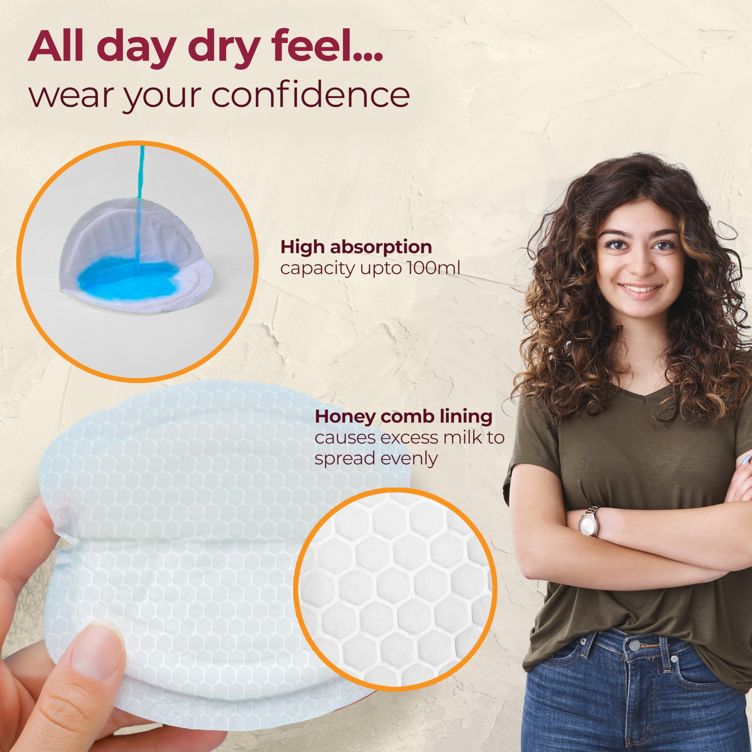 LuvLap Ultra Thin Honeycomb Nursing Breast Pads - 24pcs Disposable Maternity Pads - Super Absorbent & Soft for Breastfeeding - Discreet & Comfortable Fit - Resealable Pack - Ideal for Leak Protection at Work, Travel or Nighttime Use