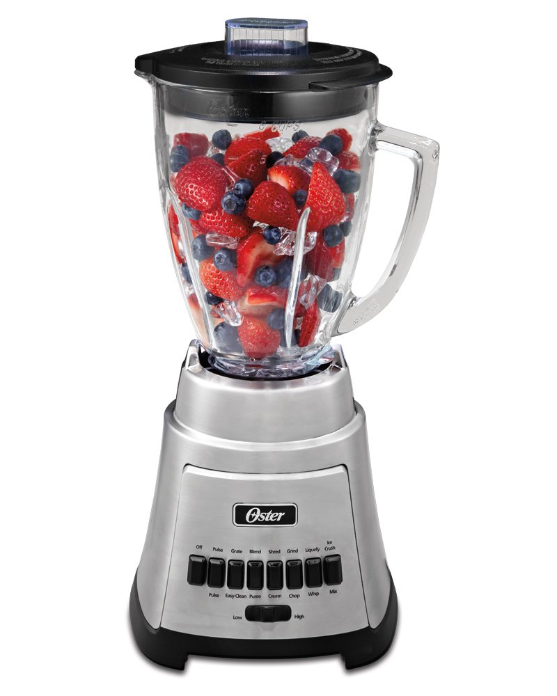 Oster BLSTFG-C00-000 12-Speed Blender with 6-Cup Glass Jar, Brushed Nickel Finish - Perfect for Smoothies, Shakes & Food Prep in Home Kitchens