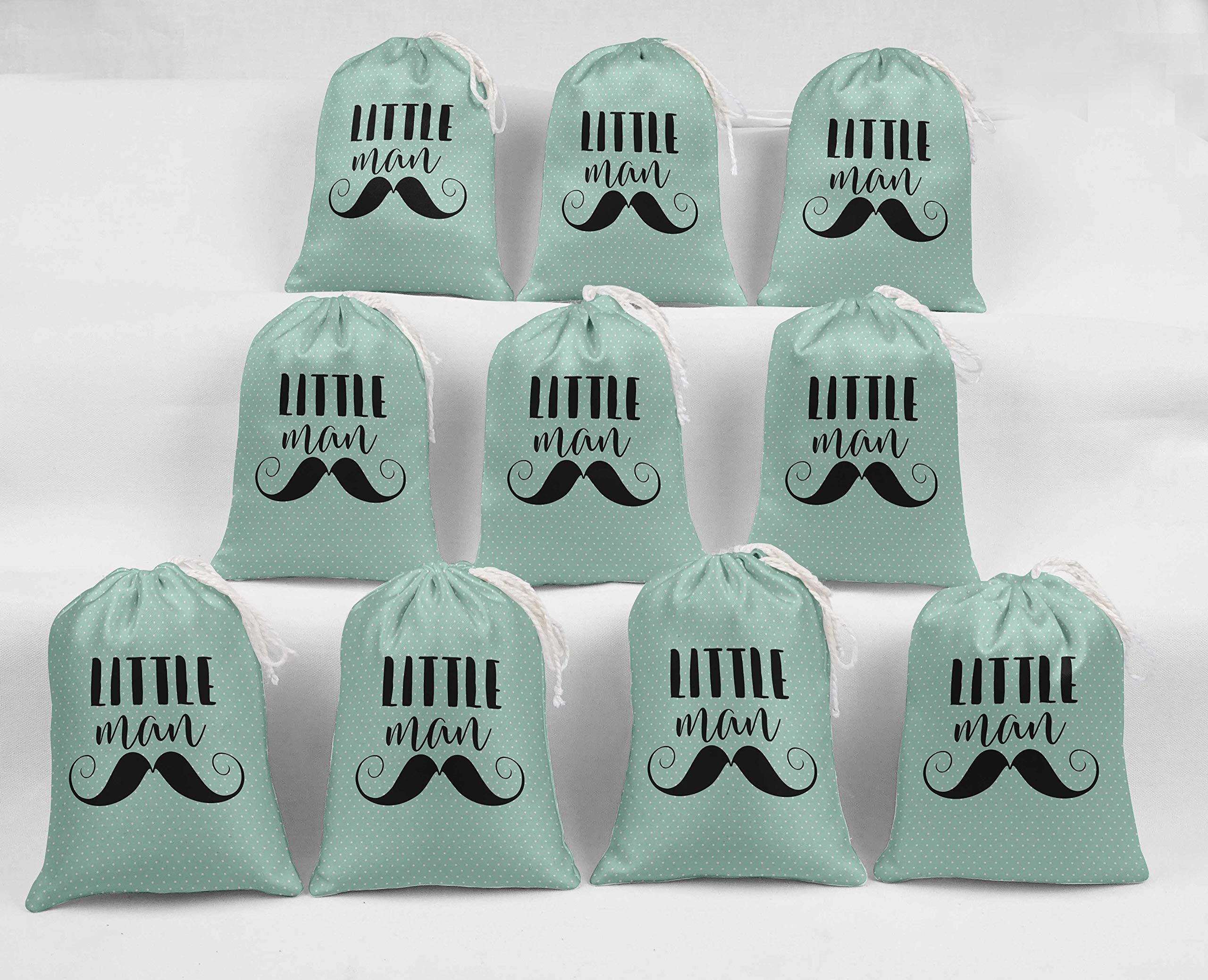 Blue Mustache Baby Shower Gift Bags - 15pc Party Favors for Candy & Gifts