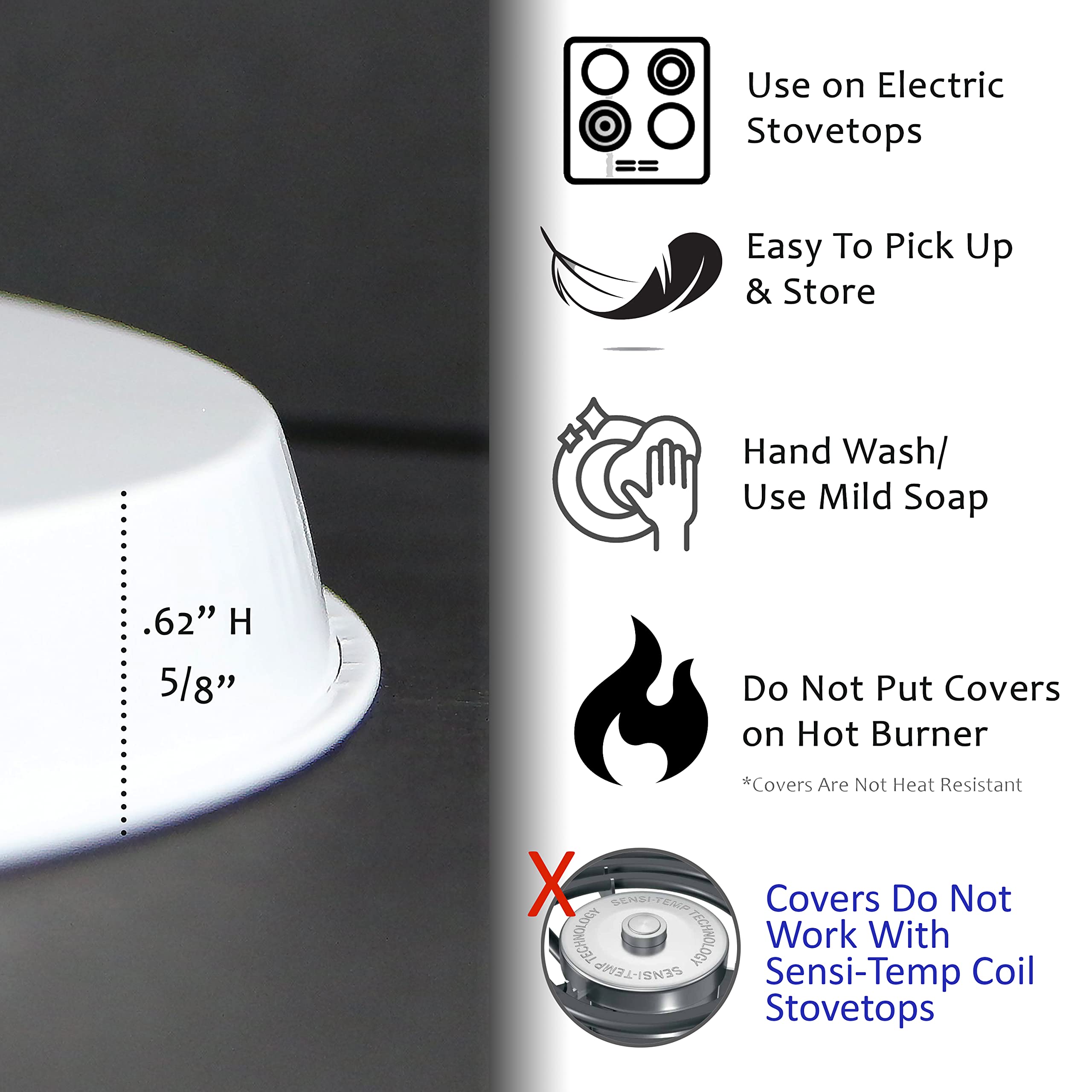 Reston Lloyd 4-Piece Electric Stove Burner Covers - Black Granite Finish - Heat Resistant & Durable - Perfect for Kitchen Stove Protection & Decoration