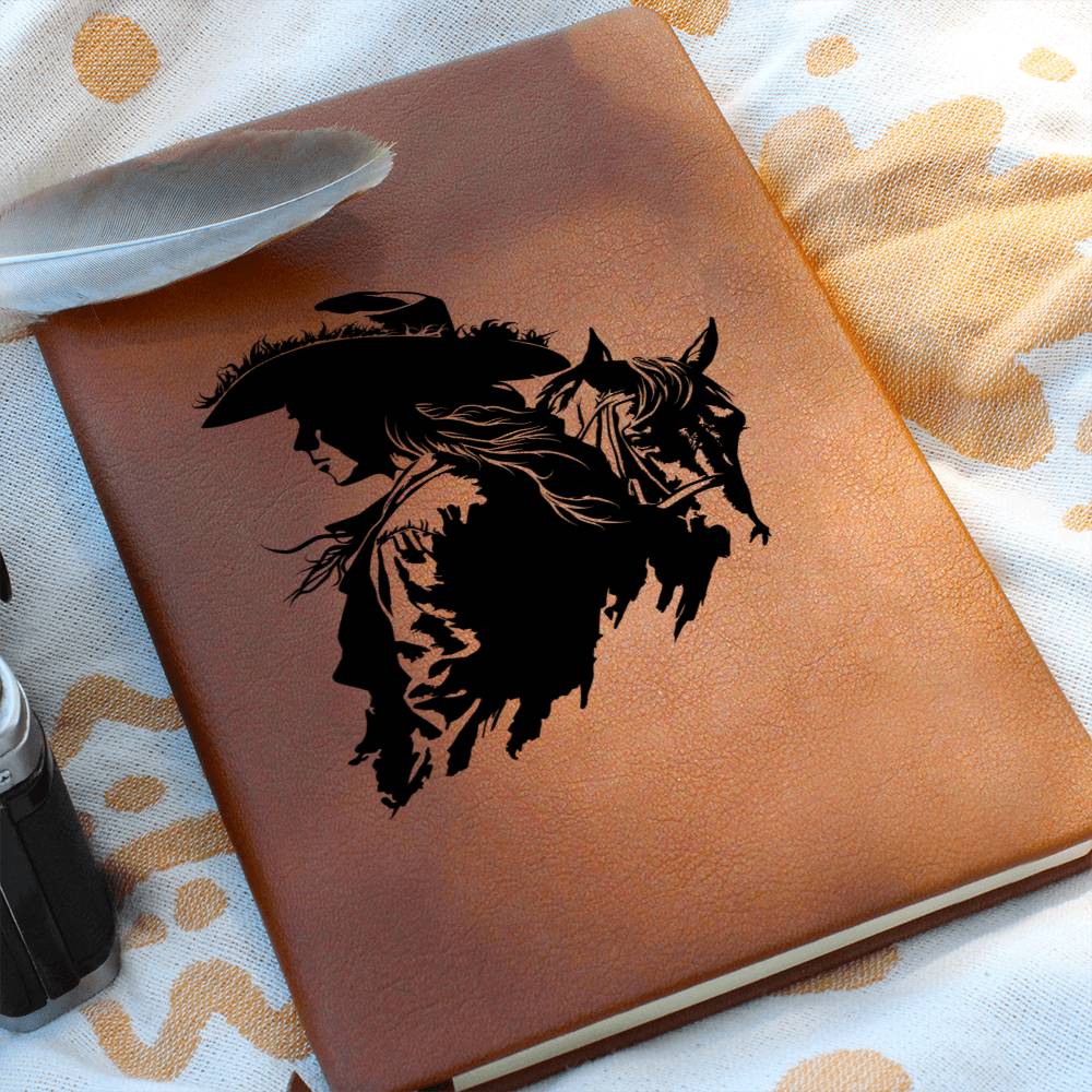 Cowgirl Vegan Leather Journal - 100 Sheets, Lined Pages, Horse Lover Gift for Women - Perfect for Writing, Sketching & Western-Themed Decor
