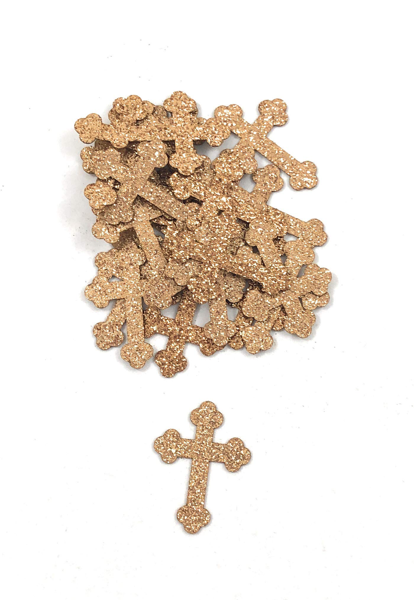 100 Pieces Rose Gold Glitter Cross Confetti for Wedding Decorations, Baby Showers, Birthday Parties & DIY Crafts - Premium Metallic Confetti for Scrapbooking, Invitations & Celebration Decor