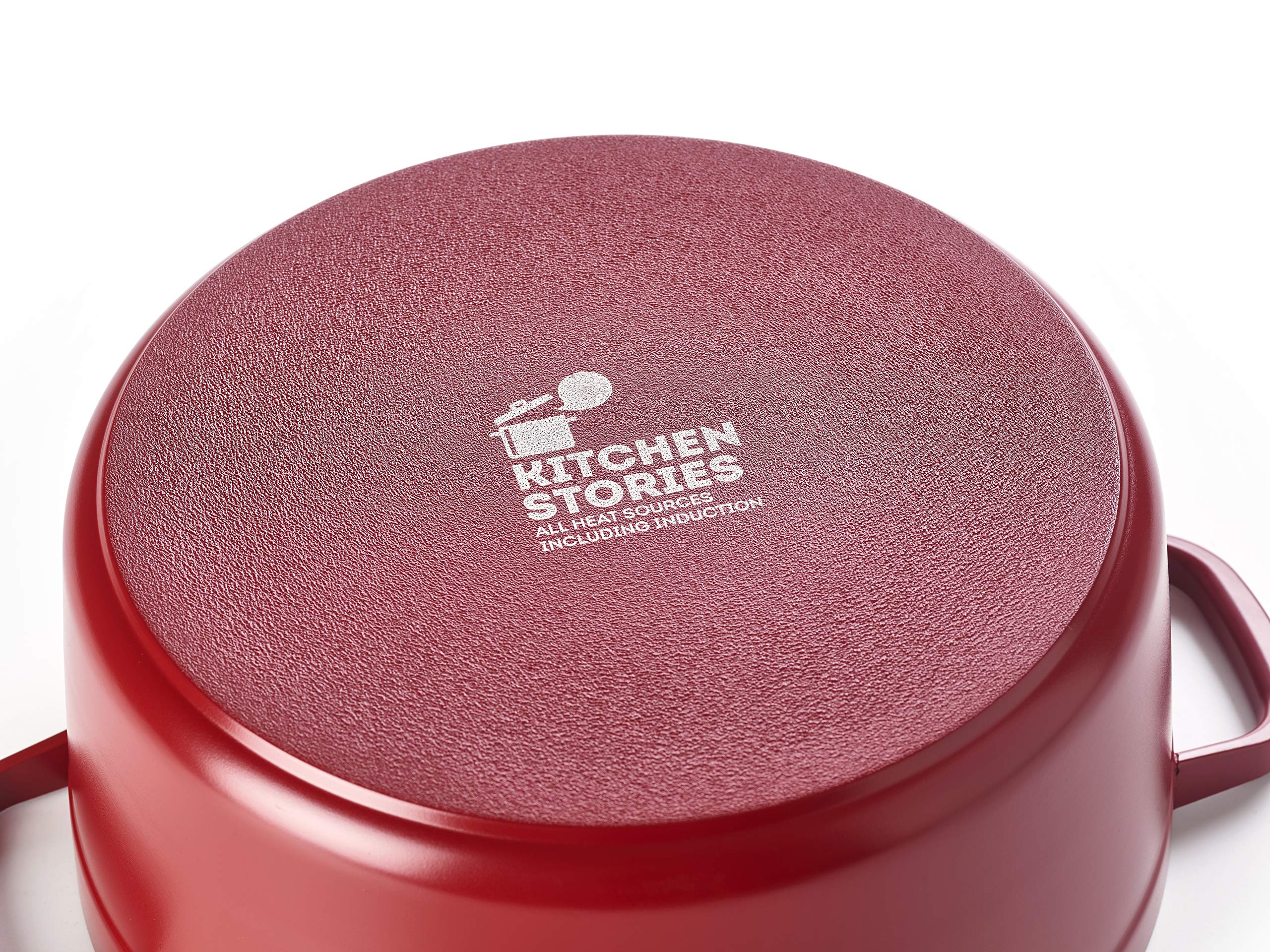 Healthy Ceramic Nonstick 6.6L Dutch Oven with Tempered Self-Basting Lid - 28cm Aluminum Casserole Dish for Induction, Oven & Dishwasher Safe (Red) - Perfect for Slow Cooking, Braising & Family Meals