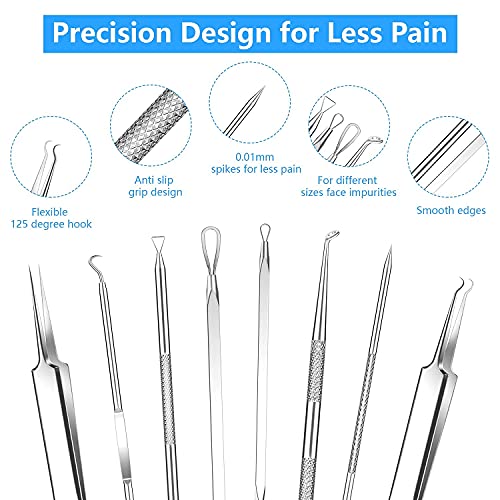2024 Professional Blackhead Remover Kit - 20PCS Stainless Steel Comedone Extractor Tools for Acne, Pimples & Whitehead Removal - Dermatologist-Recommended Blackhead Extractor Set for Face & Body Care - Perfect for Home Spa & Skincare Routine