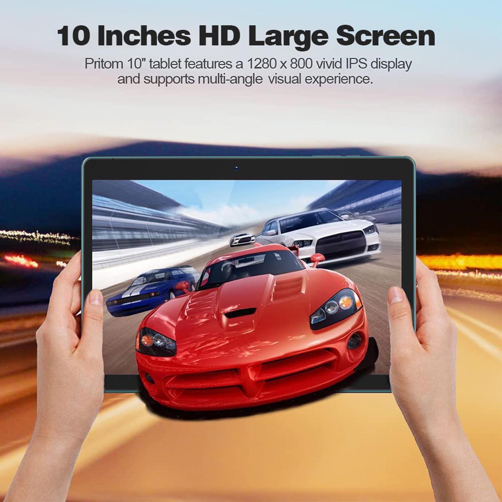 PRITOM 10.1 Inch Android WiFi Tablet - 64GB Storage (Expandable to 512GB), Quad Core Processor, HD IPS Touchscreen, 5000mAh Long Battery Life, Dual Camera, Bluetooth 5.0 - Perfect for Online Learning, Streaming & Work from Home