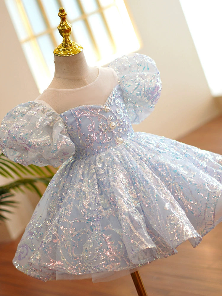 Royal Blue Organza Flower Girl Dress - Princess Round Tea-Length for Weddings & Special Occasions | Perfect for Bridal Parties, Pageants & Formal Events