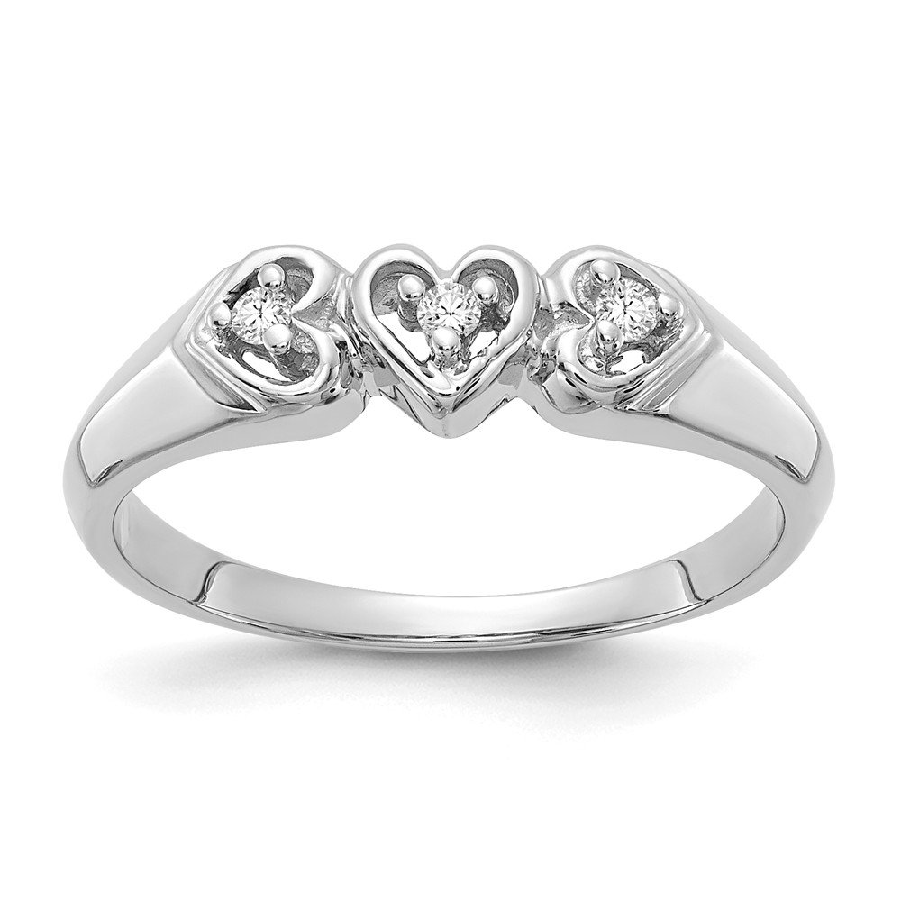 14K White Gold Diamond Heart Ring Band - 0.045 CTTW, Dainty Stackable Wedding Band, Anniversary Gift for Her, Perfect for Valentine's Day & Romantic Occasions