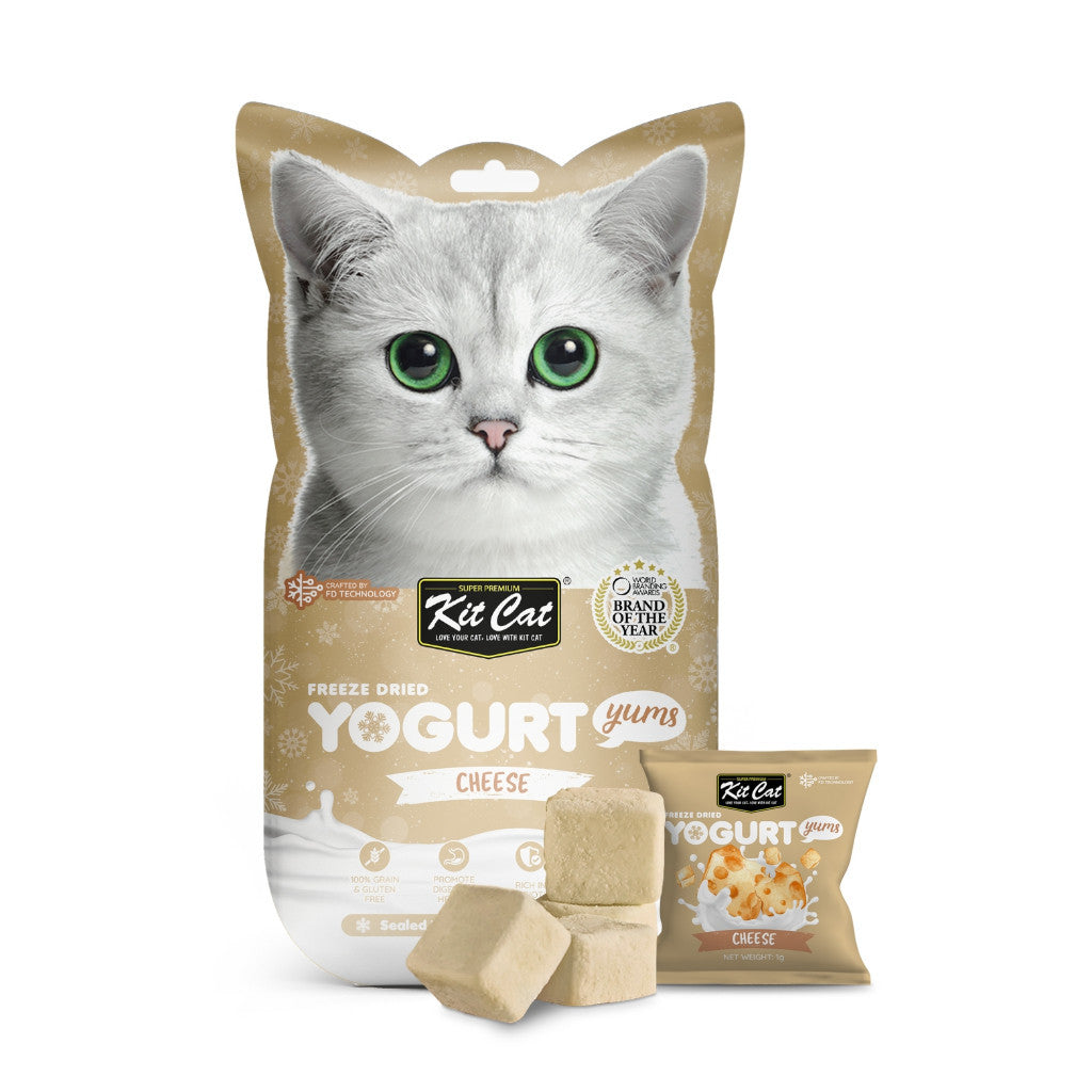 Freeze Dried Yogurt Cat Treats for Gut Health - Probiotic Rich Snacks for Cats - 10 Cubes/Pack - Healthy Digestive Support - Perfect for Training & Bonding with Your Feline Friend