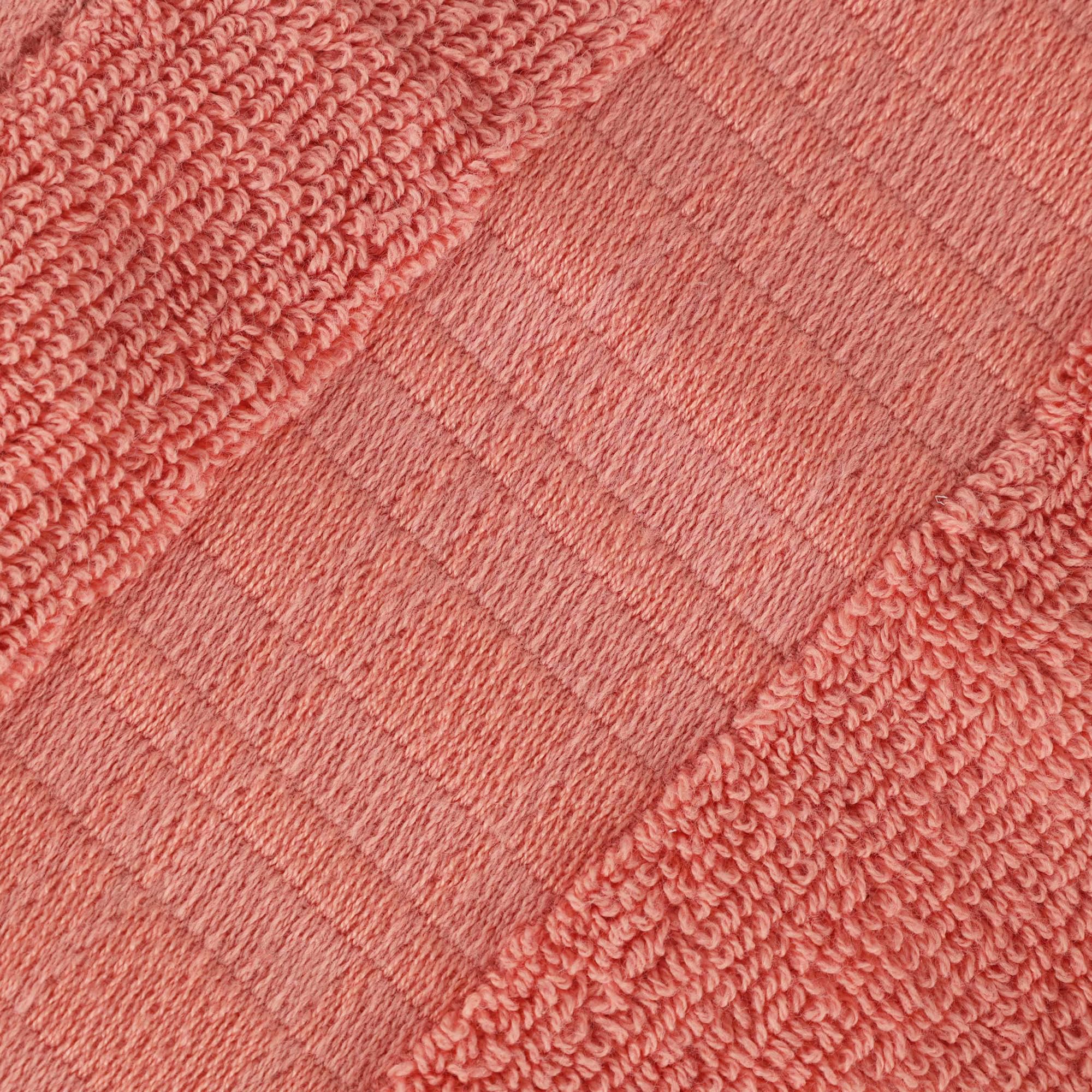 Premium 8-Piece Cotton Towel Set - Soft Quick-Dry Geometric Design Bath & Hand Towels with Dobby Border | Includes 2 Bath, 2 Hand, 4 Washcloths | Luxury Spa & Bathroom Decor for Home, Hotel, Gym | Larissa Collection in Coral