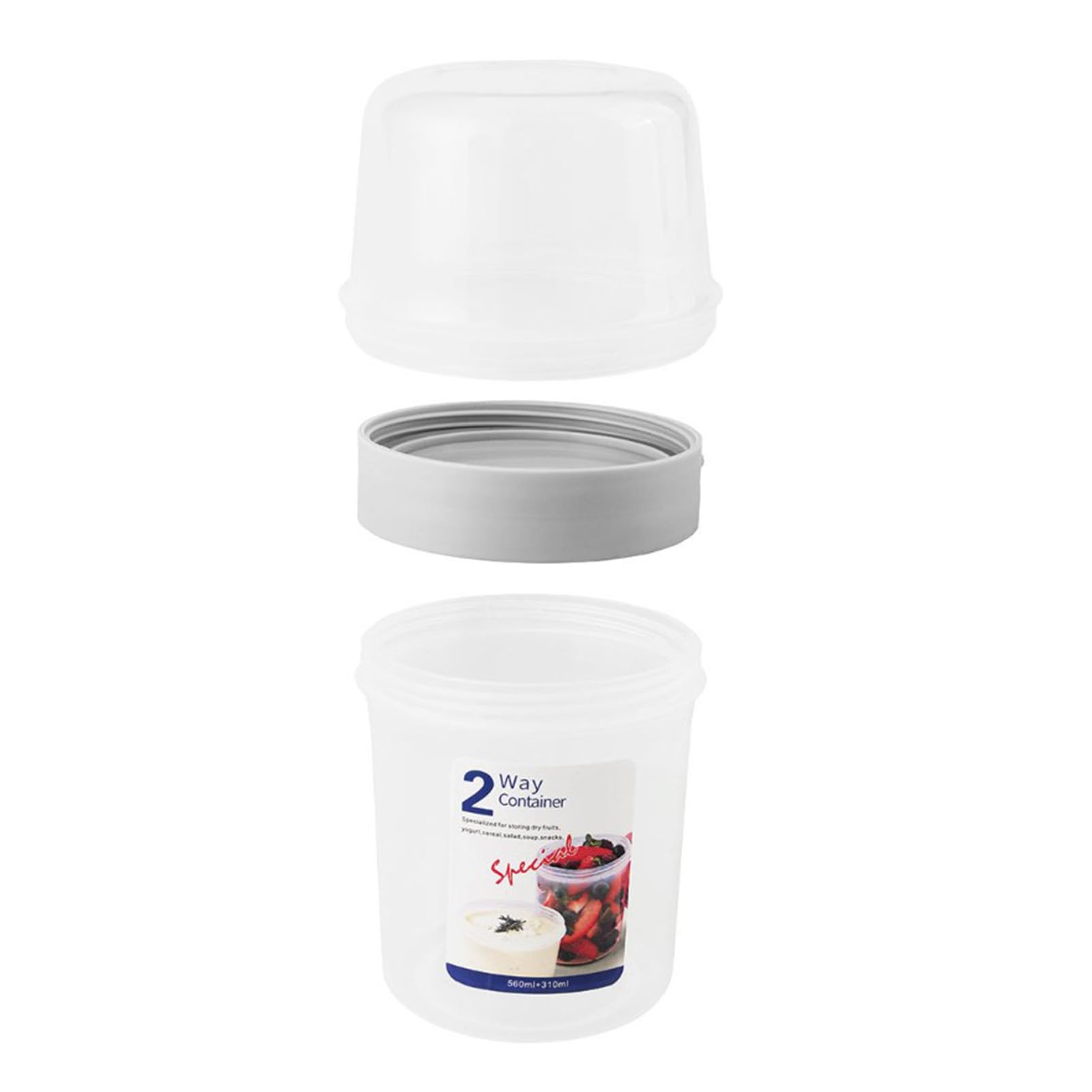 Portable Reusable Breakfast Cups with Lids - Double Layer Food Container for Yogurt, Cereal, Fruit, Milk & Oats | Ideal for On-The-Go Meals, Office Lunch, Picnics & Travel