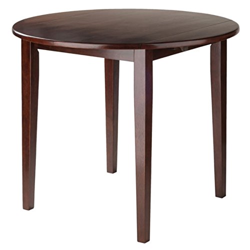 Ergode Clayton Round Drop Leaf Dining Table - 36 Inch Solid Walnut Wood Space Saving Table for Small Spaces - Easy Assembly (35.98