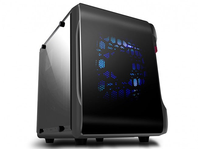 Spire PowerCube 715 Computer Case with Dual Tempered Glass Windows - SPC715B CE/R/2W U3 P/S Option - Perfect for Gaming PC Builds & Custom Workstations
