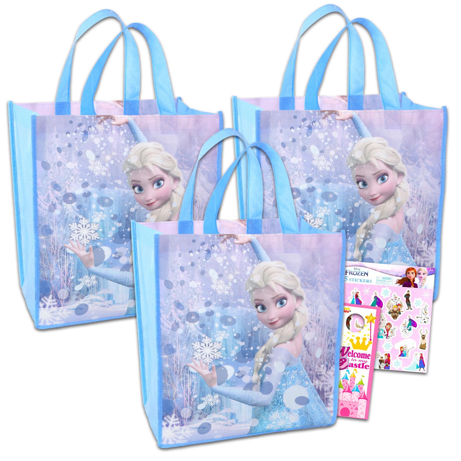 Frozen 2 Tote Bags 3-Pack - Reusable Grocery & Gift Bags for Shopping & Travel