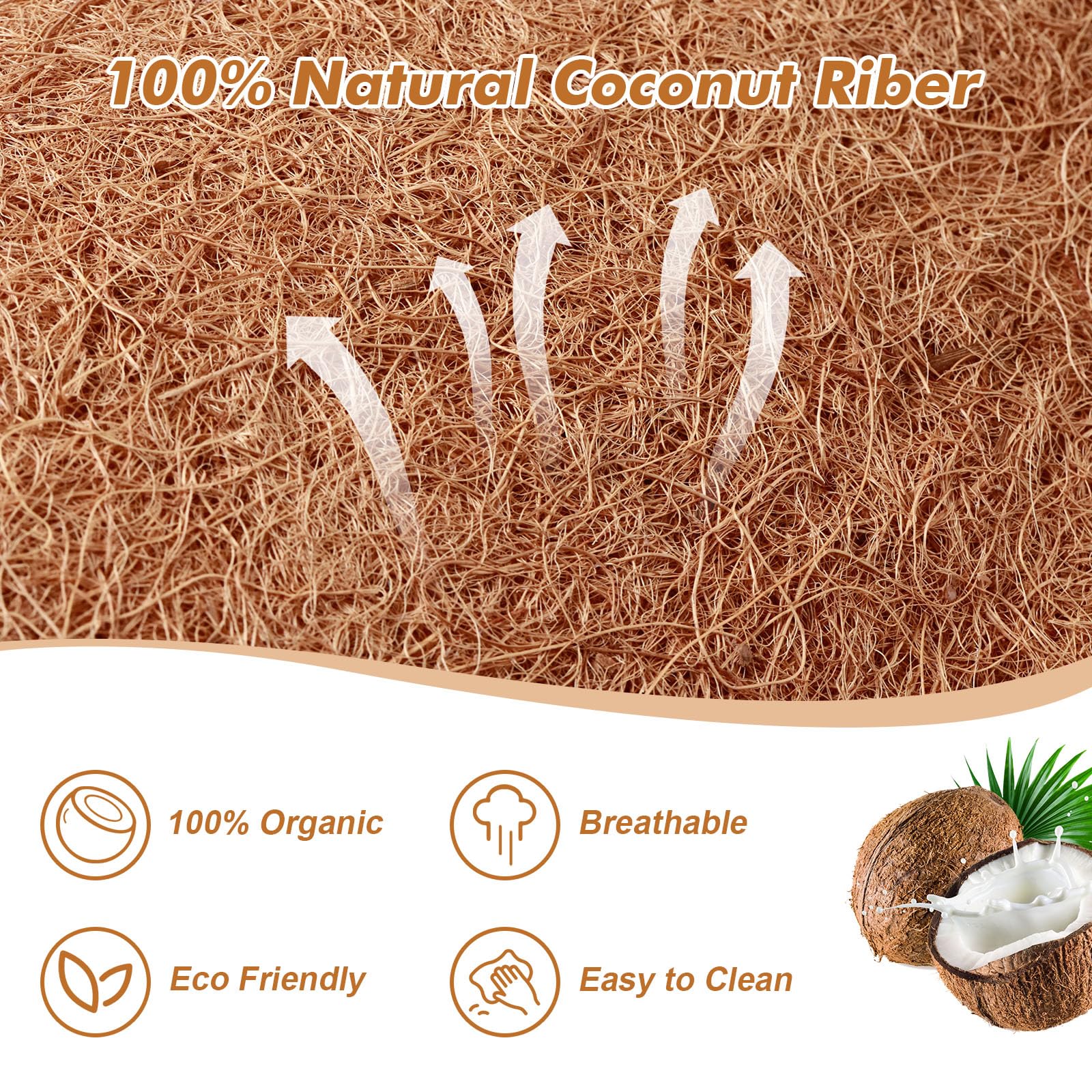 12x120 Inch Coco Liner Roll - Natural Coconut Fiber Mat for Planters, Window Boxes, DIY Flower Baskets, Pet Pads & Reptile Carpets - Perfect for Indoor/Outdoor Gardening and Pet Habitat Decoration