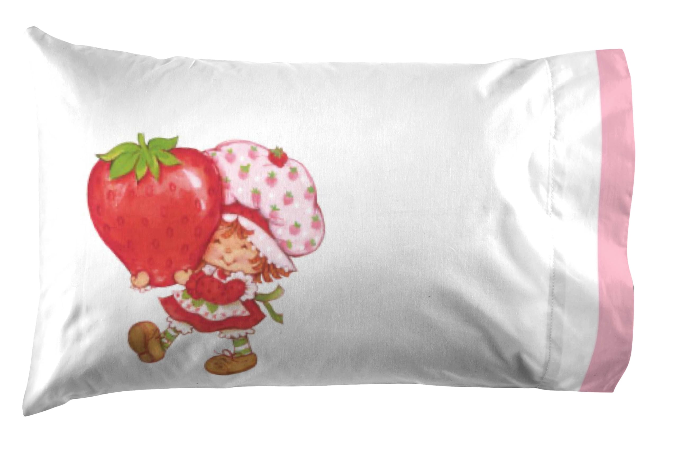 Jay Franco Strawberry Shortcake Twin Size 3-Piece Bedding Set | Super Soft Microfiber Sheets with Reversible Pillow Cover | Perfect for Kids' Bedrooms, Sleepovers & Nursery Decor