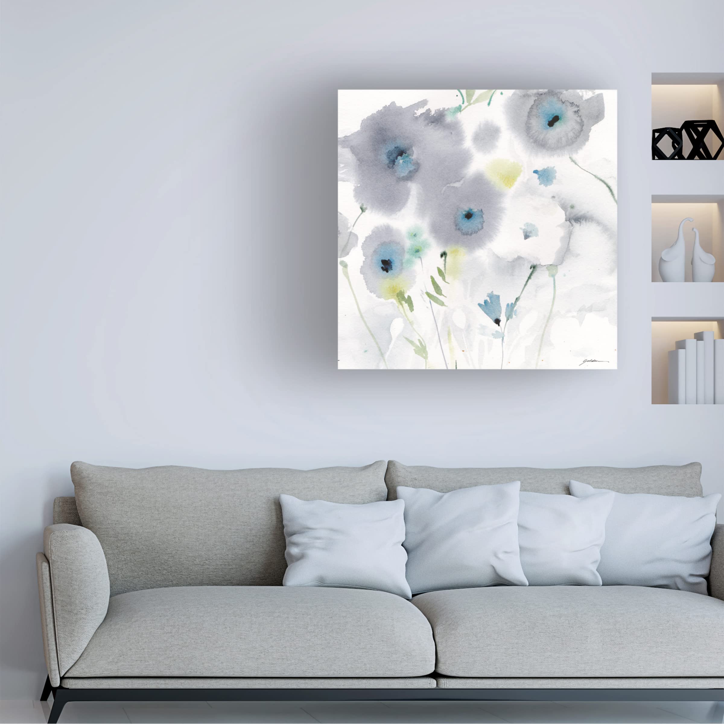 Trademark Fine Art 'Ghost Flowers' Canvas Wall Art by Sheila Golden - Elegant Floral Painting for Living Room, Bedroom & Office Decor