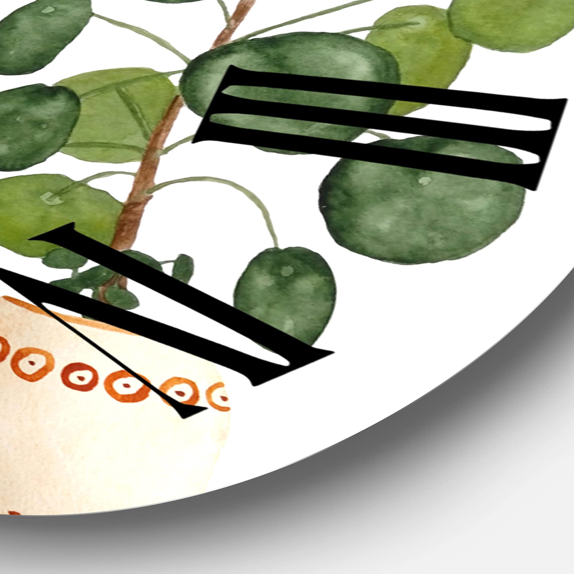 DesignQ Traditional Wall Clock - Trio of House Plants (Ponytail Palm & Ficus) - Floral Botanical Large Wall Decor for Living Room, Bedroom, Office - Perfect for Home & Office Décor