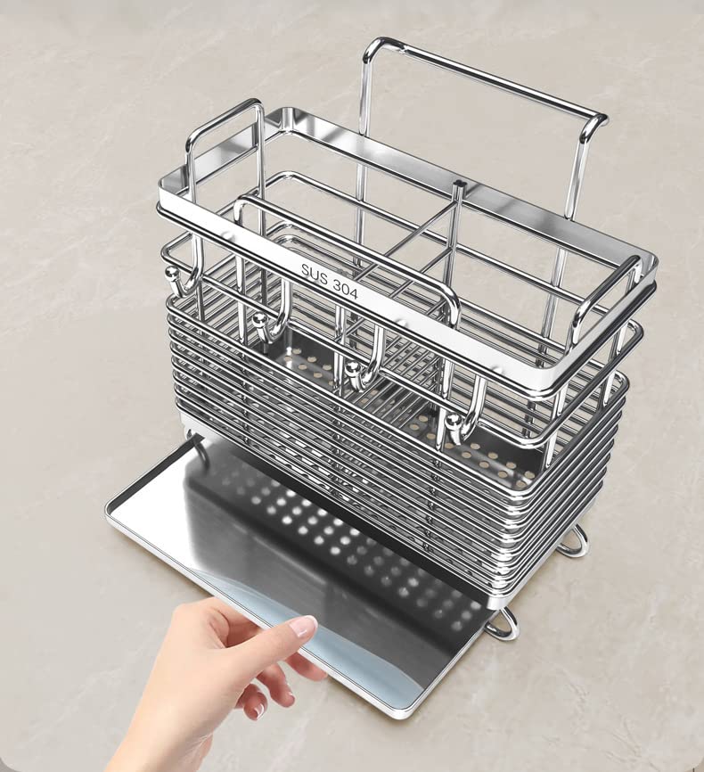 Premium 304 Stainless Steel Dish Drying Rack - 2-Tier Kitchen Utensil Holder with Hooks, Rustproof & No-Drill Design | Space-Saving Countertop Drainer for Plates, Cups & Cutlery | Ideal for Small Kitchens, Apartments & RVs
