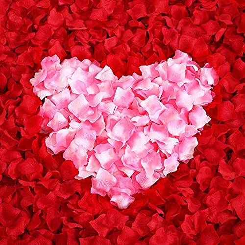1000 PCS Artificial Rose Petals - Dark Red Fake Rose Petals for Wedding Decorations, Romantic Nights, Party & Event Centerpieces - Perfect for Valentine's Day, Anniversary, Bridal Shower and Table Scatter Decor