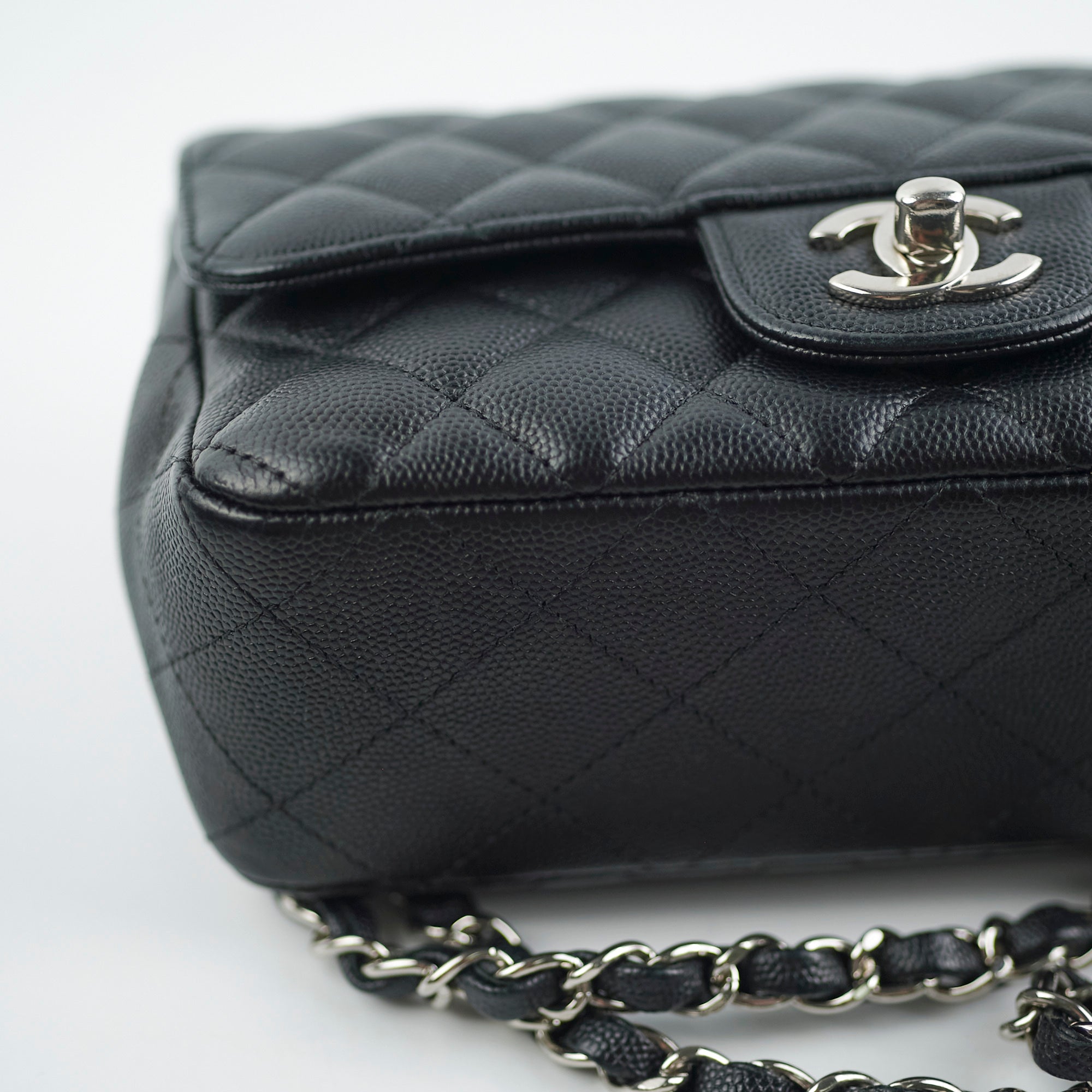 Chanel Mini Rectangular Black Caviar Leather Crossbody Bag with Edge Stitching - Luxury Designer Handbag for Women, Perfect for Date Night & Evening Events