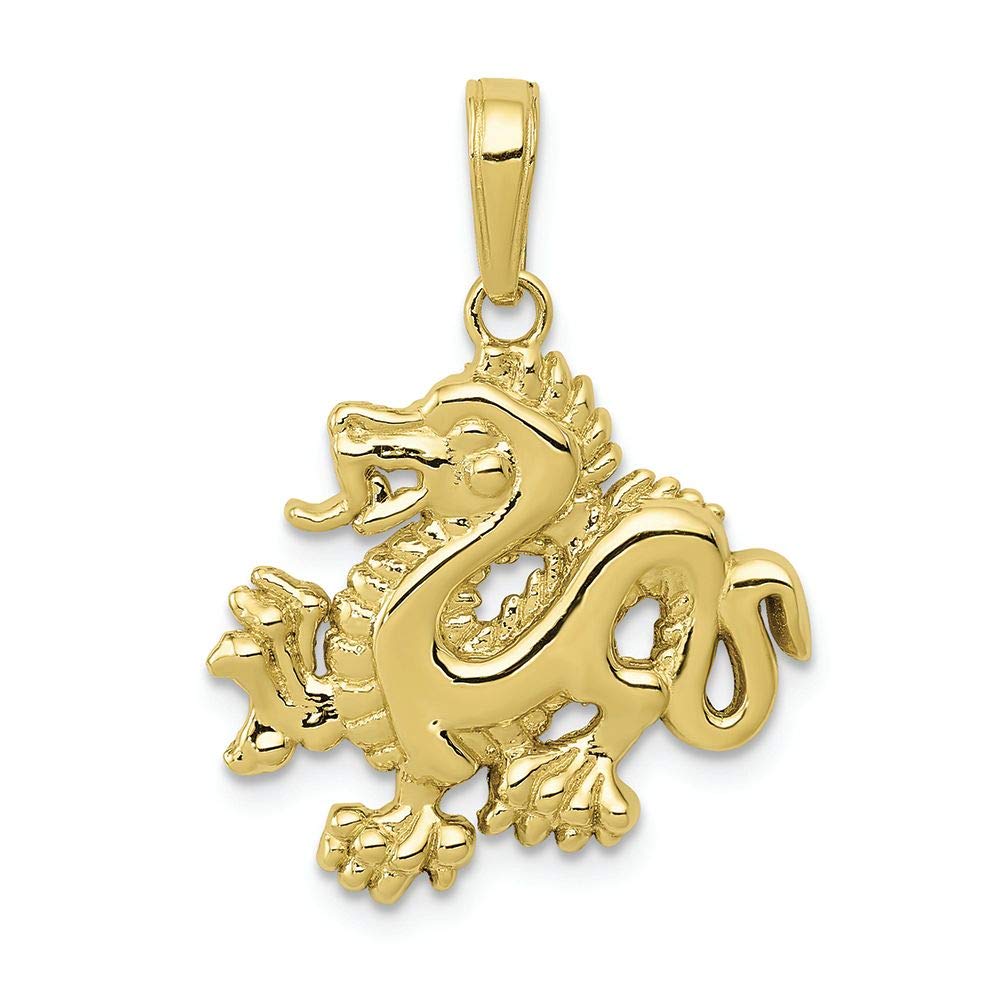 10K Yellow Gold Small Dragon Charm Pendant - Elegant Jewelry for Women & Men - Perfect for Gifts, Birthdays, and Special Occasions