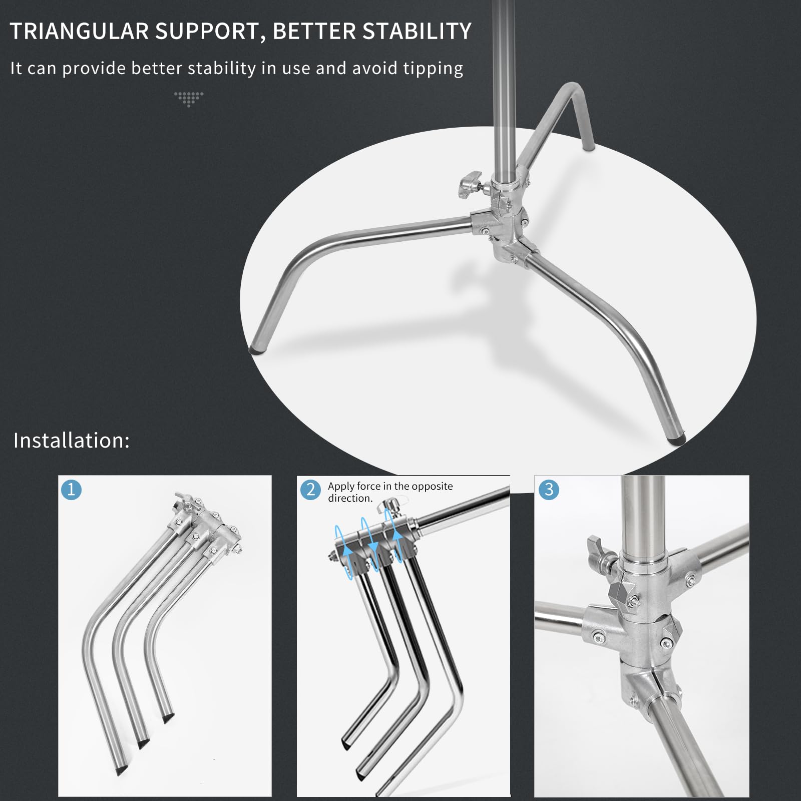 Heavy Duty Adjustable C Stand with Boom Arm & Wheels - 10.8ft (330cm) Max Height, 100% Stainless Steel Photography Light Stand for Studio Video & Photo Shooting - Perfect for Professional Photographers, Videographers, and Content Creators
