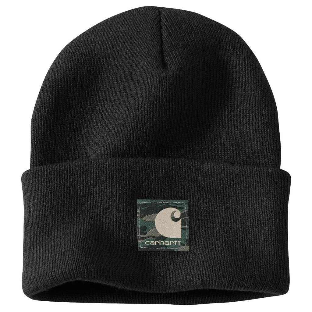 Knit Camo Patch Beanie Hat for Men & Women - Warm Winter Skull Cap with Camouflage Design - Perfect for Outdoor Activities, Hunting, and Cold Weather