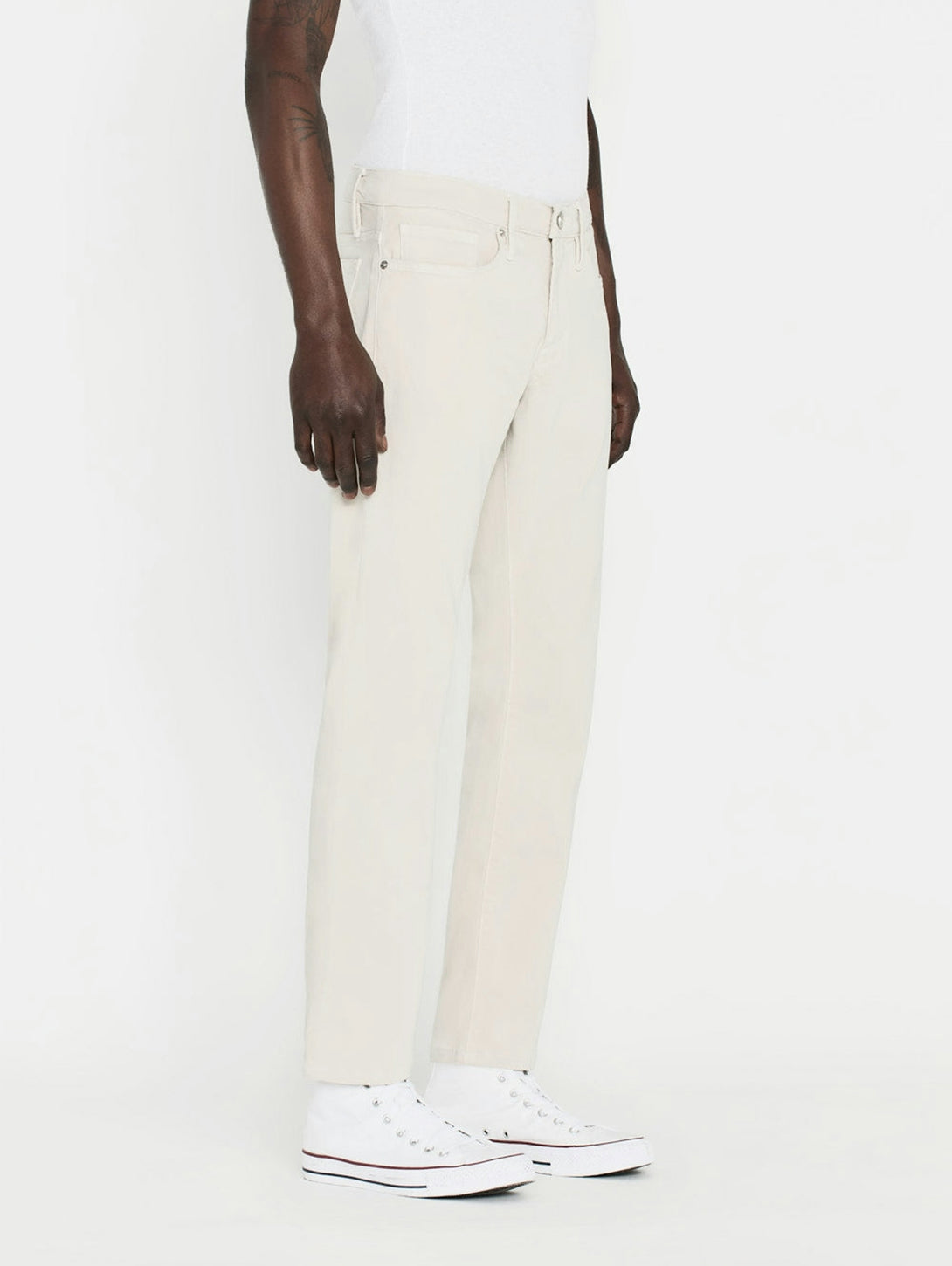 L'Homme Slim Pant - Milk Beige | Men's Slim Fit Casual Trousers for Office & Business Wear | Perfect for Work, Travel & Formal Occasions