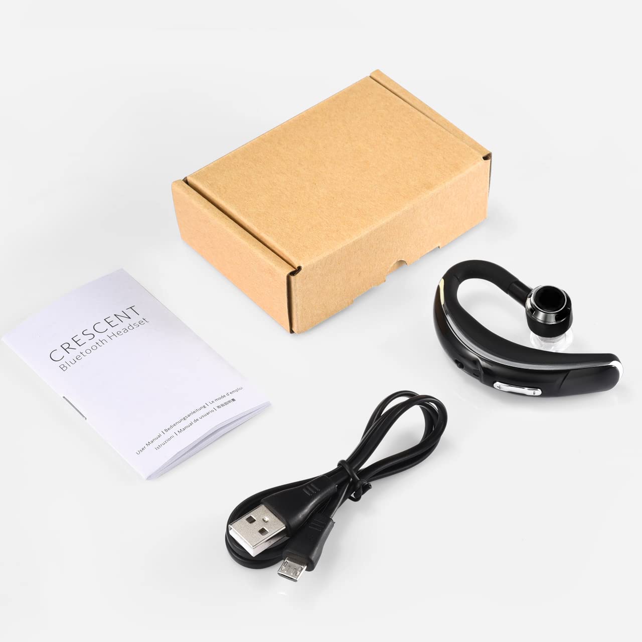 Premium Bluetooth 4.1 Wireless Car Headset with Noise-Canceling Mic & CVC 6.0 Technology - 280H Battery Life for Long Calls - Ideal for Office Work, Driving & Remote Meetings (Silver)