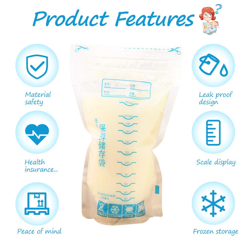 Fdit 30pcs Pre-Sterilized Breast Milk Storage Bags with Accurate Measurements & Leak-Proof Seal | BPA-Free Freezer Safe Breastmilk Bags for Pumping, Travel & Long-Term Storage