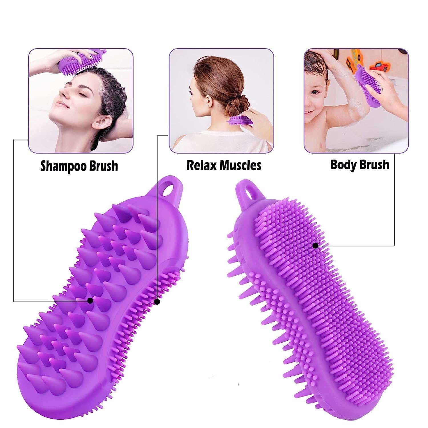 TERXA Silicone Body Scrubber - Exfoliating Bath Brush with Soft Bristles for Smooth Skin | Scalp Massager & Shower Brush | Perfect for Sensitive Skin & Spa Days (Pack of 1, Multicolor) | Ideal for Daily Shower, Exfoliation & Relaxing Massage
