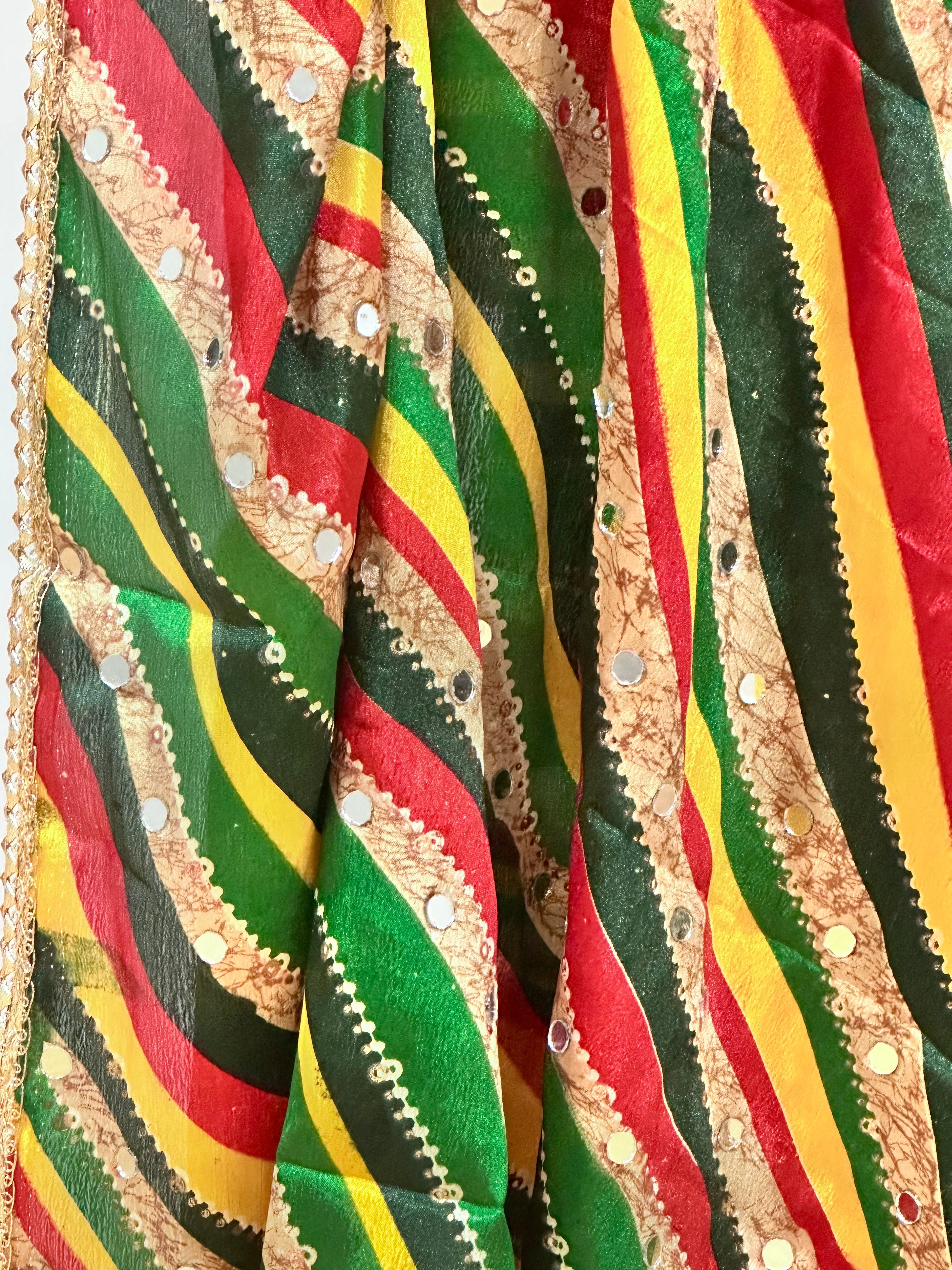 Phulkari Style Heavy Dupatta - Handmade Punjabi Embroidered Scarf for Women - Perfect for Weddings, Parties & Festive Occasions